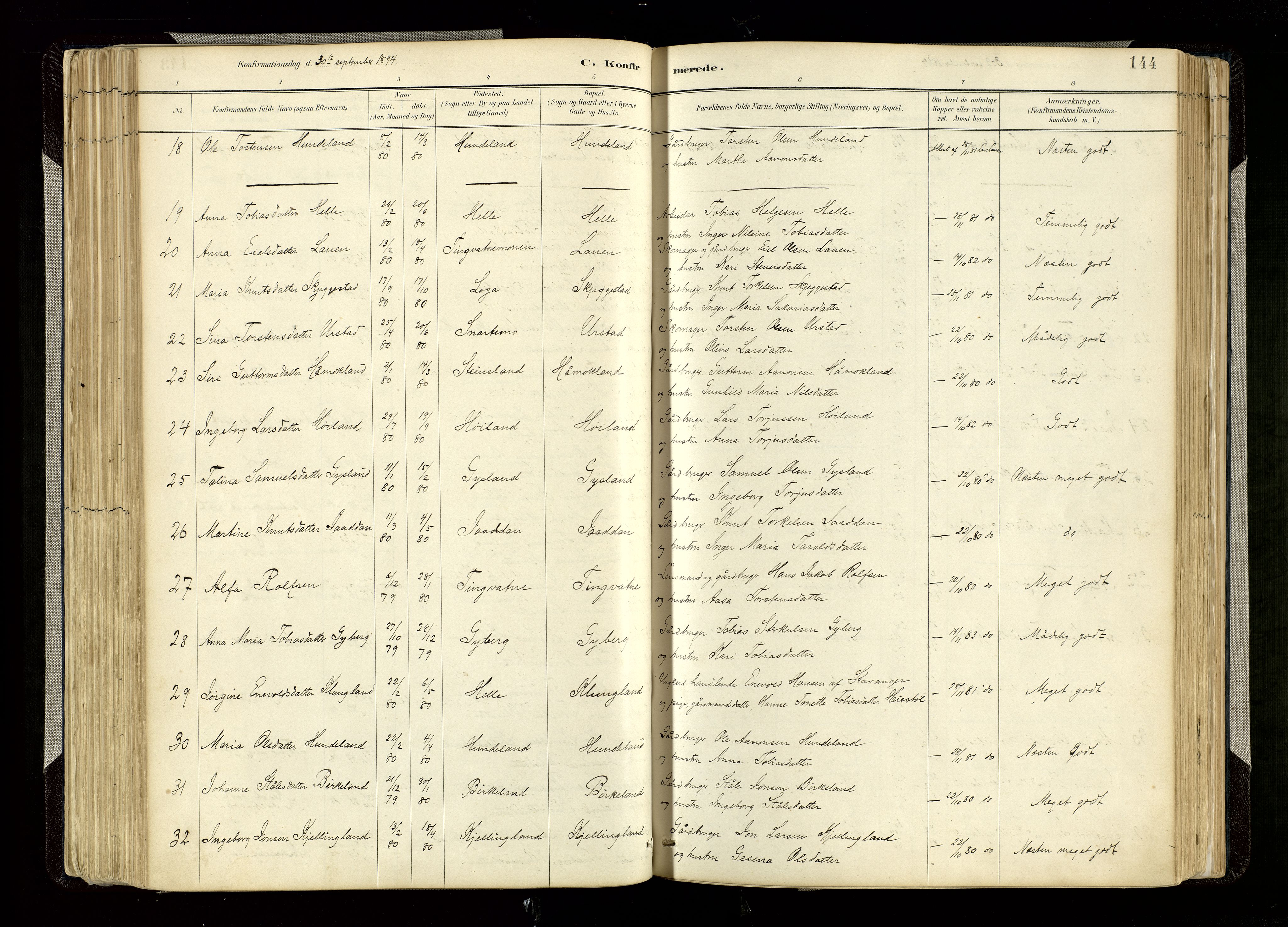 Hægebostad sokneprestkontor, AV/SAK-1111-0024/F/Fa/Faa/L0006: Parish register (official) no. A 6, 1887-1929, p. 144