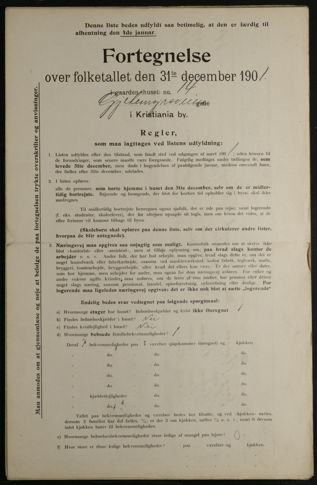 OBA, Municipal Census 1901 for Kristiania, 1901, p. 4604