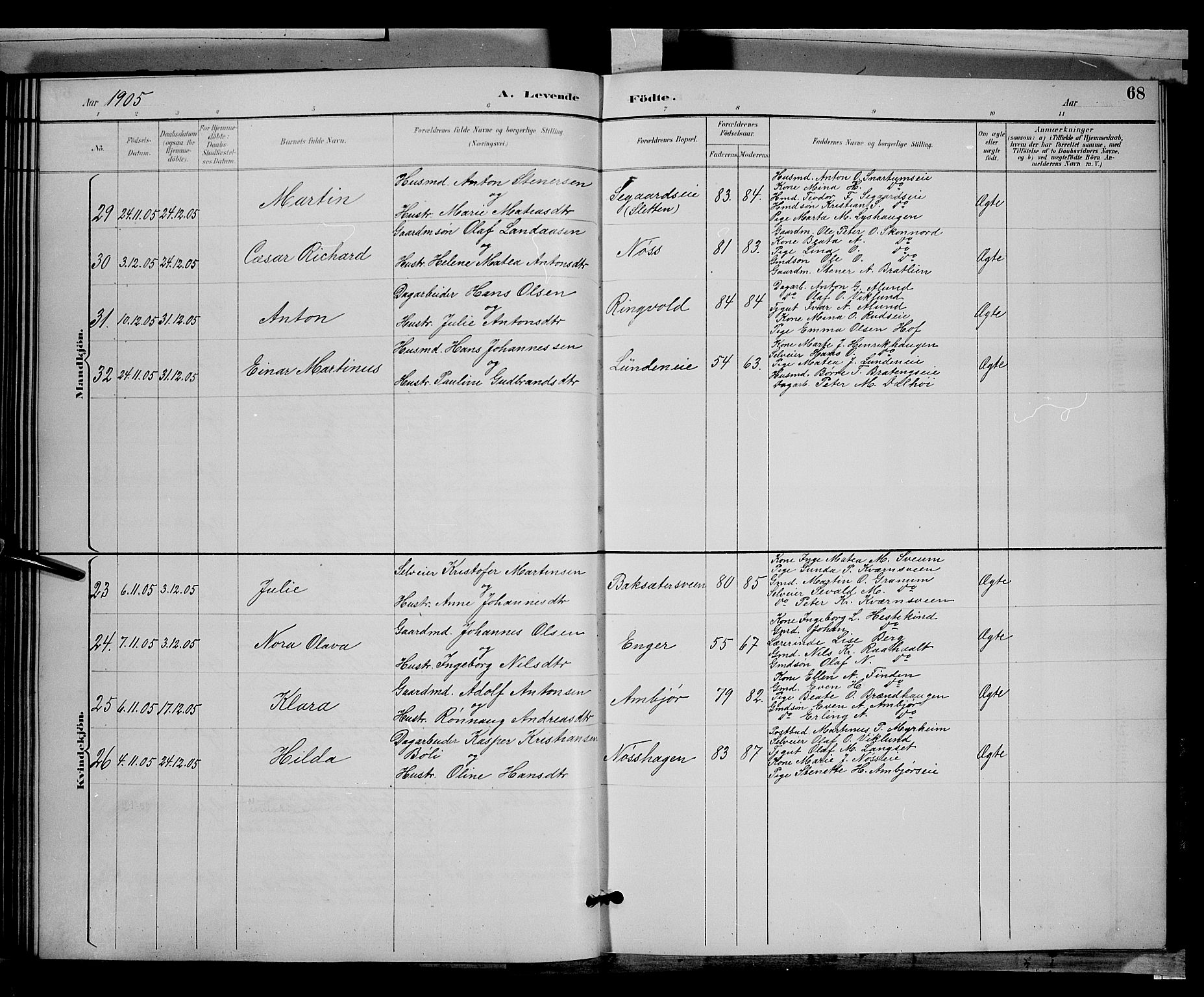 Biri prestekontor, SAH/PREST-096/H/Ha/Hab/L0003: Parish register (copy) no. 3, 1892-1905, p. 68