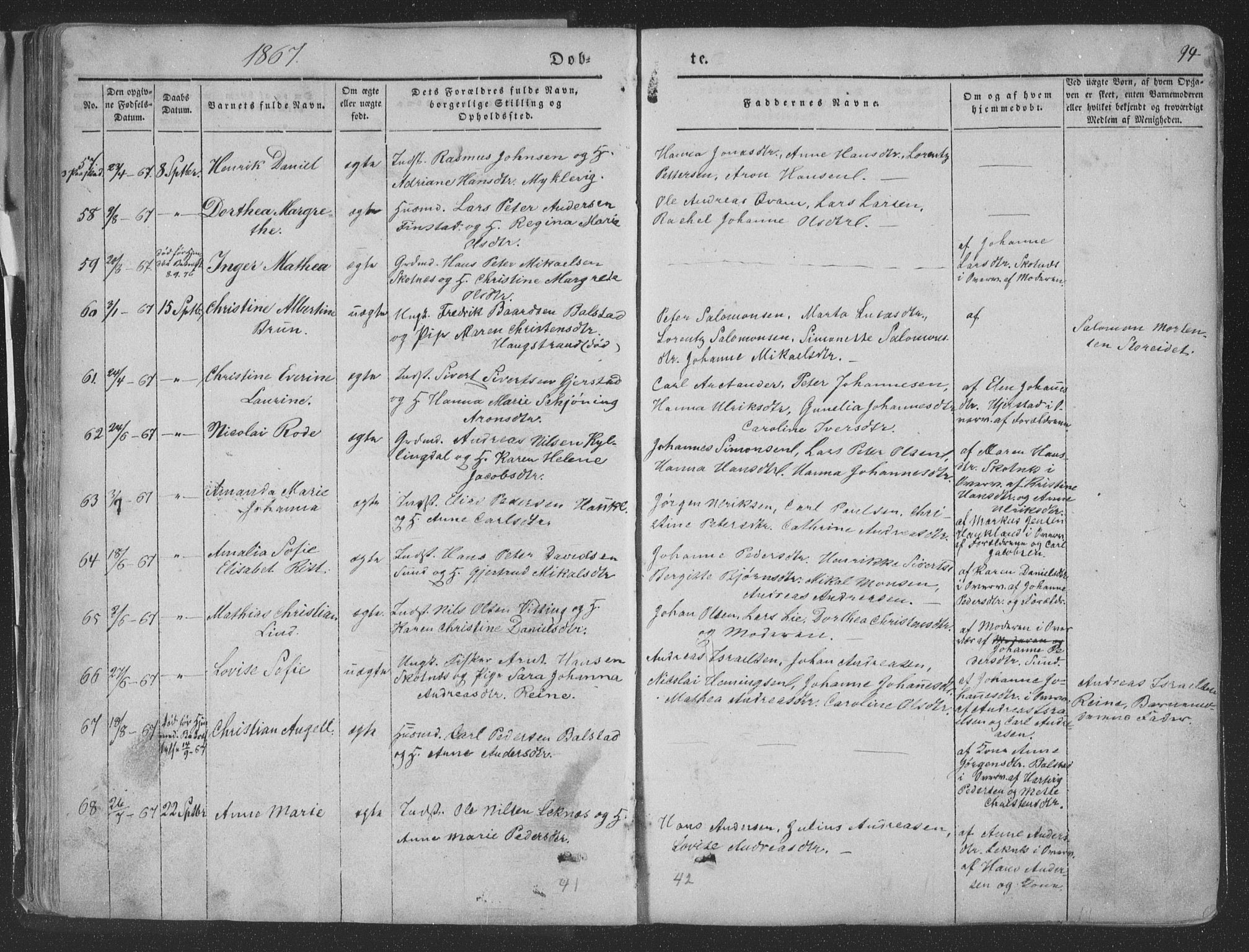 Ministerialprotokoller, klokkerbøker og fødselsregistre - Nordland, AV/SAT-A-1459/881/L1165: Parish register (copy) no. 881C02, 1854-1876, p. 94