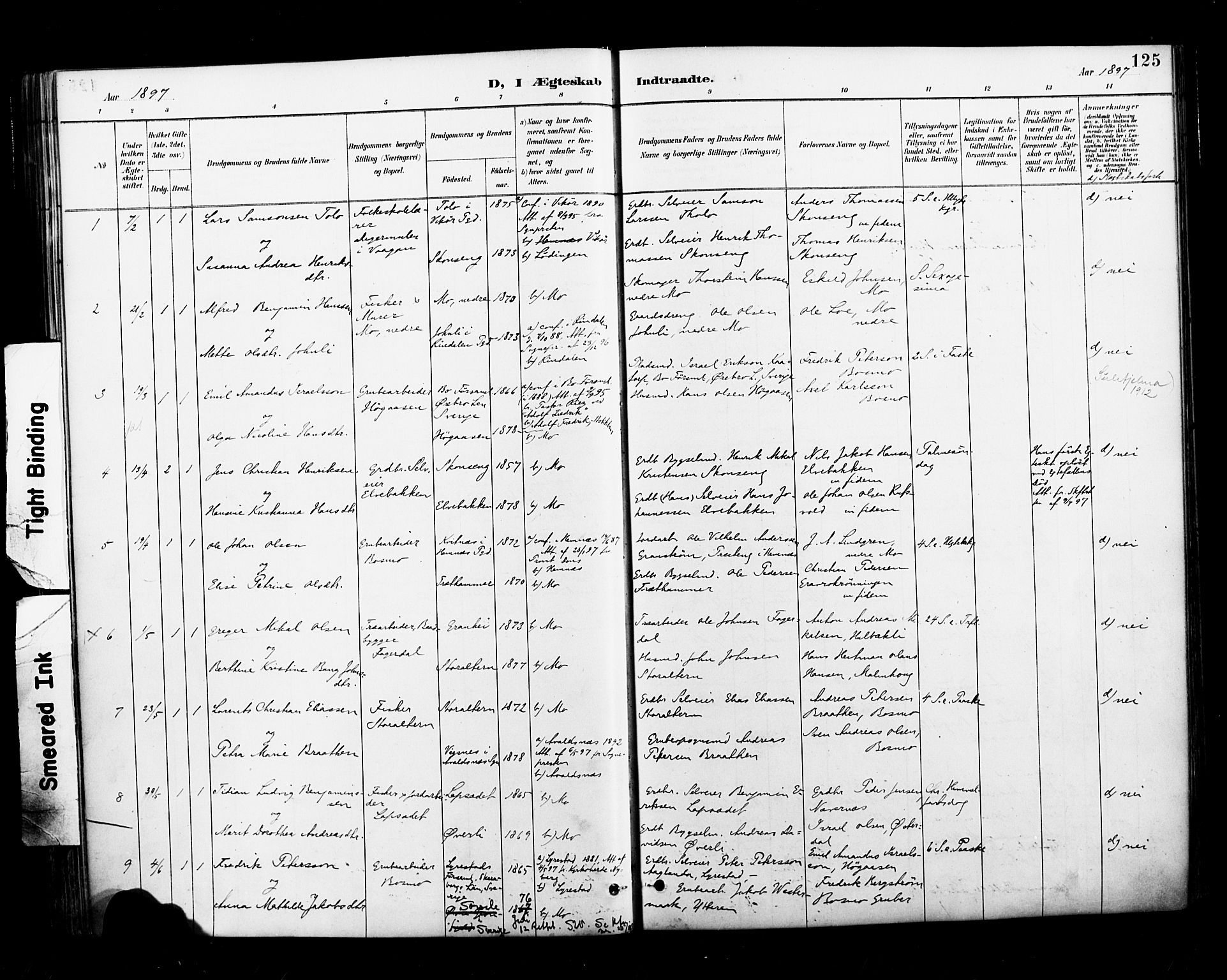 Ministerialprotokoller, klokkerbøker og fødselsregistre - Nordland, AV/SAT-A-1459/827/L0401: Parish register (official) no. 827A13, 1887-1905, p. 125