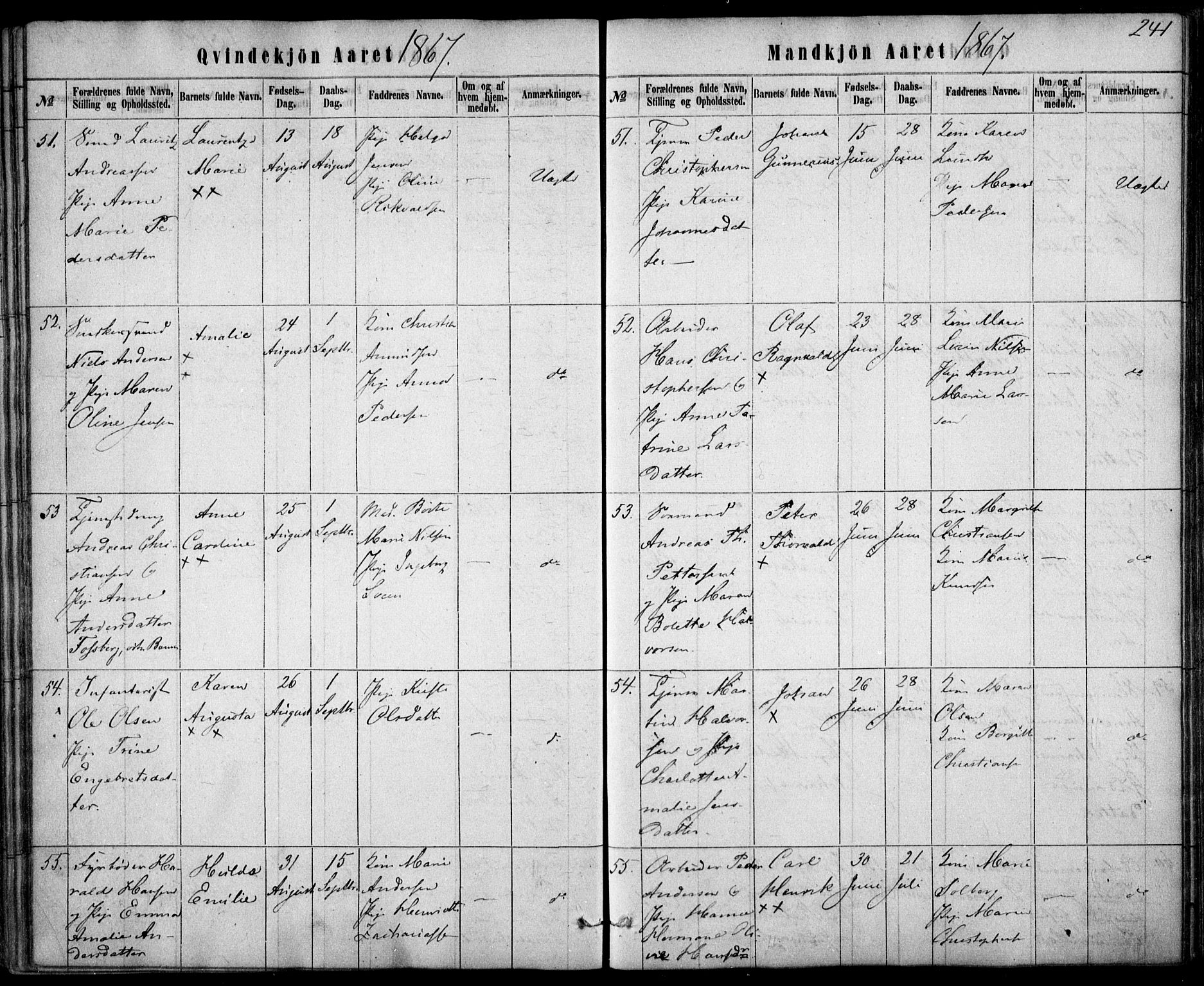Rikshospitalet prestekontor Kirkebøker, SAO/A-10309b/F/L0004: Parish register (official) no. 4, 1853-1870, p. 241