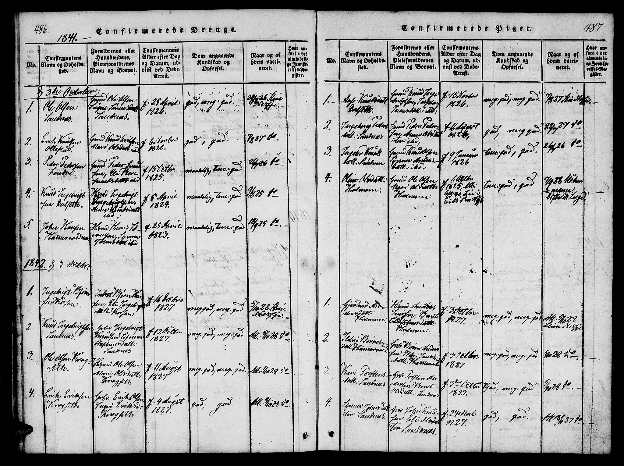 Ministerialprotokoller, klokkerbøker og fødselsregistre - Møre og Romsdal, AV/SAT-A-1454/548/L0612: Parish register (official) no. 548A01, 1818-1846, p. 486-487