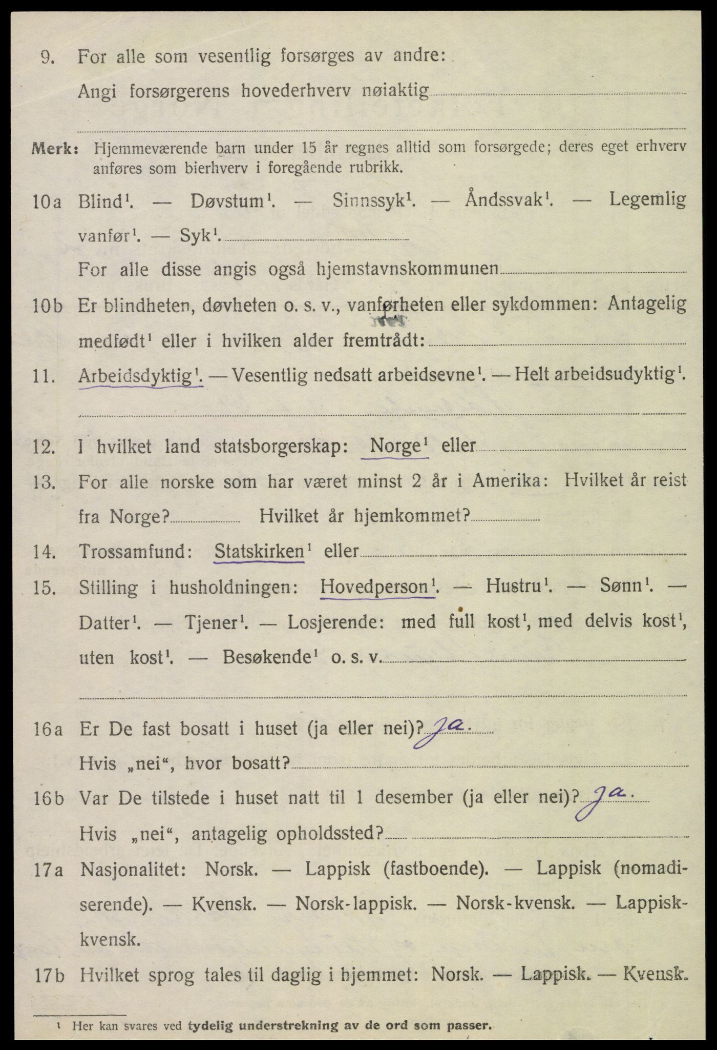 SAT, 1920 census for Vik, 1920, p. 1140