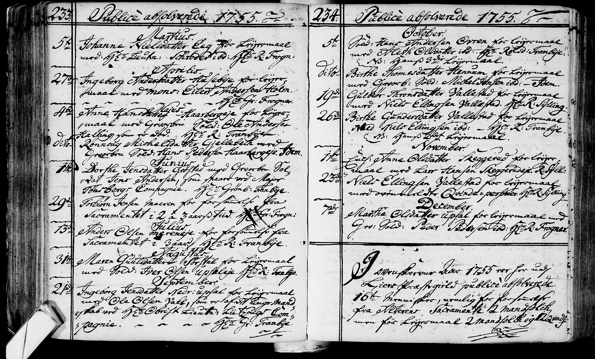 Lier kirkebøker, AV/SAKO-A-230/F/Fa/L0004: Parish register (official) no. I 4, 1749-1764, p. 233-234