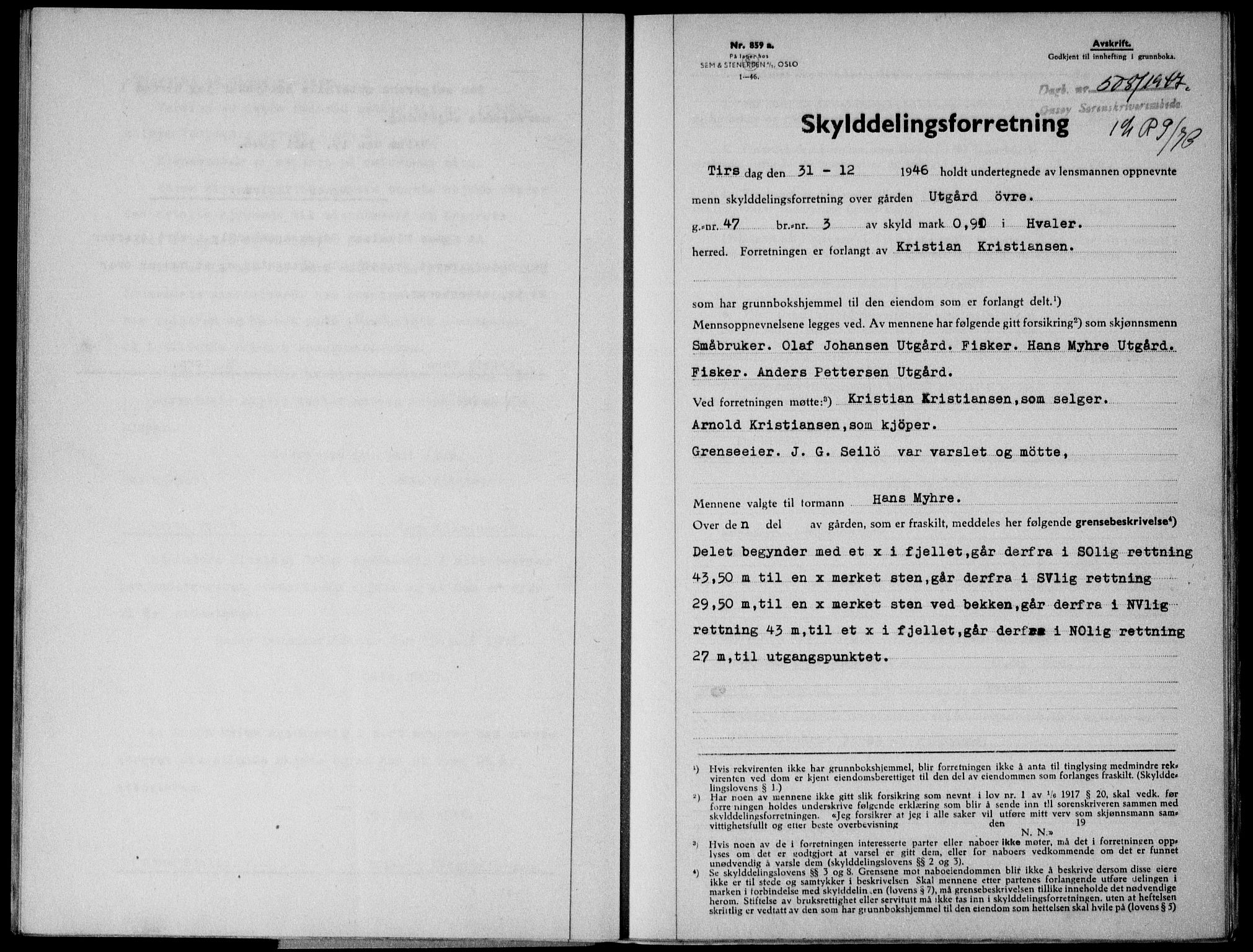 Onsøy sorenskriveri, SAO/A-10474/G/Ga/Gab/L0019a: Mortgage book no. II A-19, 1947-1947, Diary no: : 508/1947