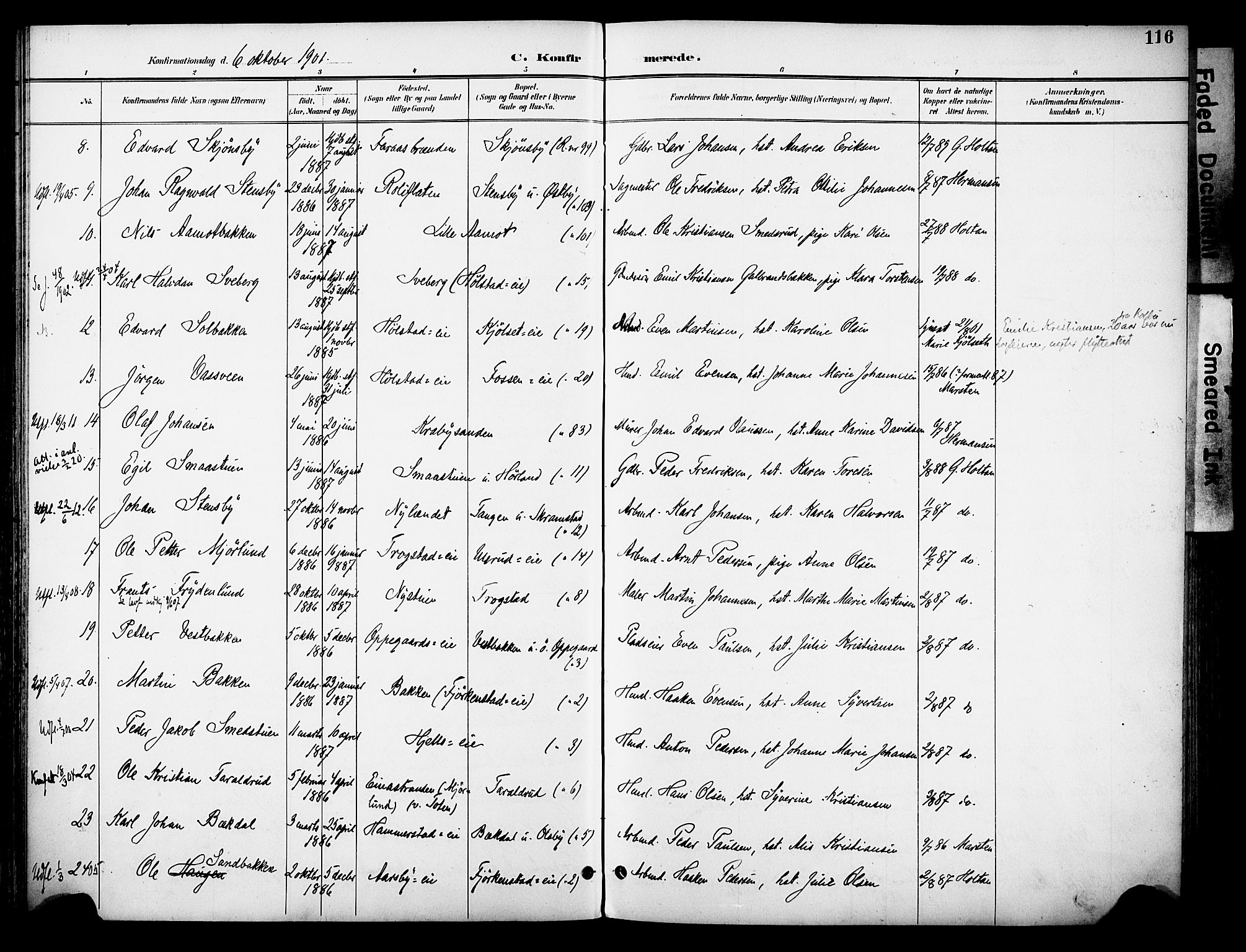 Østre Toten prestekontor, AV/SAH-PREST-104/H/Ha/Haa/L0009: Parish register (official) no. 9, 1897-1913, p. 116