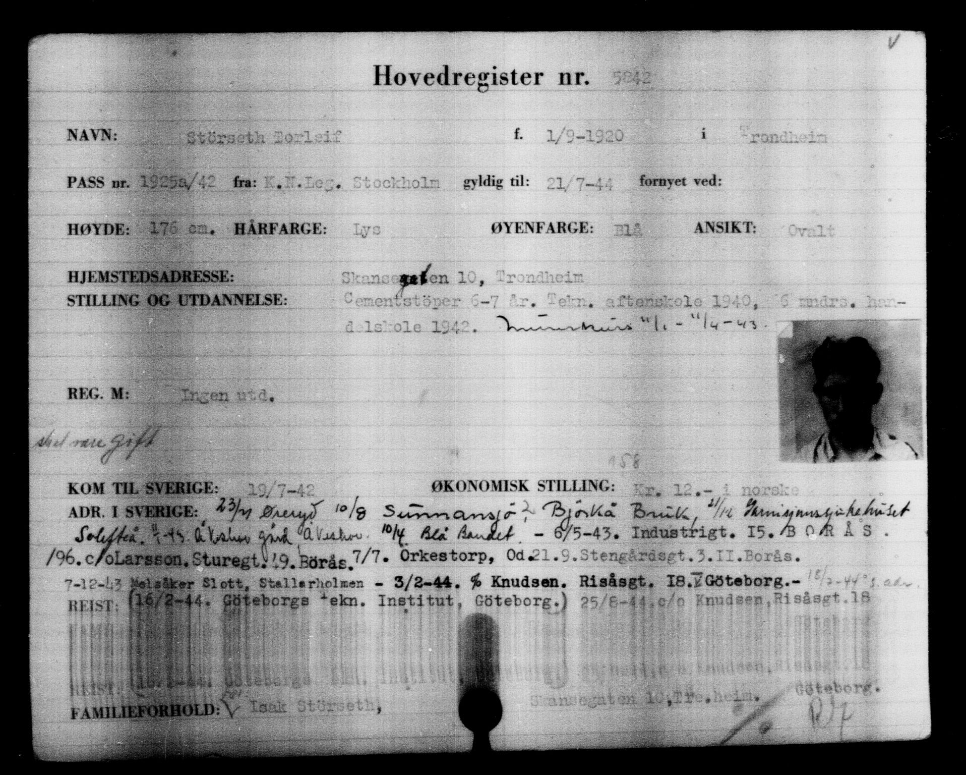Utenriksstasjonene, Legasjonen i Stockholm, Flyktningkontoret, AV/RA-S-6753/V/Va/L0004: Kjesäterkartoteket, flyktninger med registreringsnr. 3496-6610, 1940-1945, p. 2728