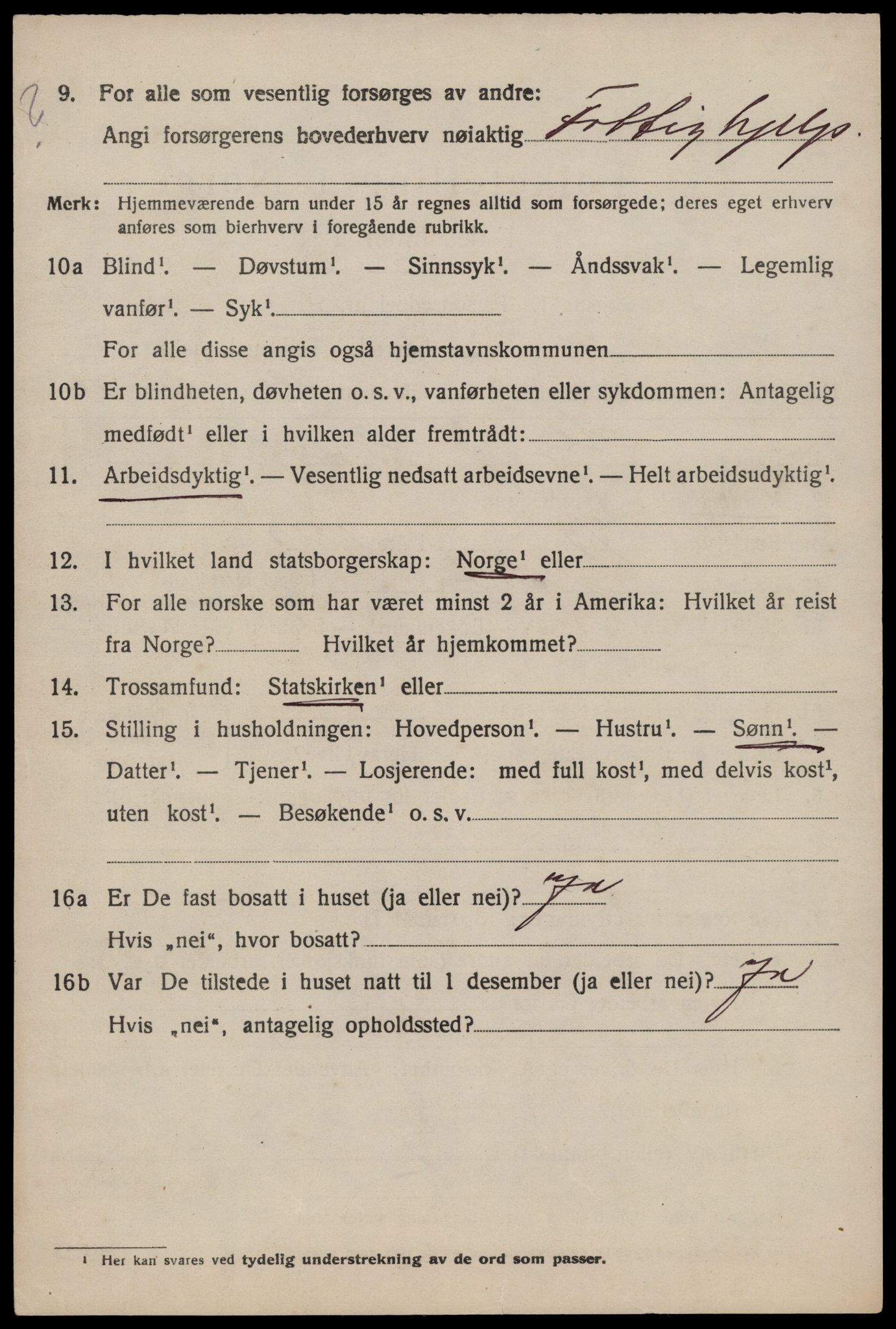 SAST, 1920 census for Sauda, 1920, p. 3707