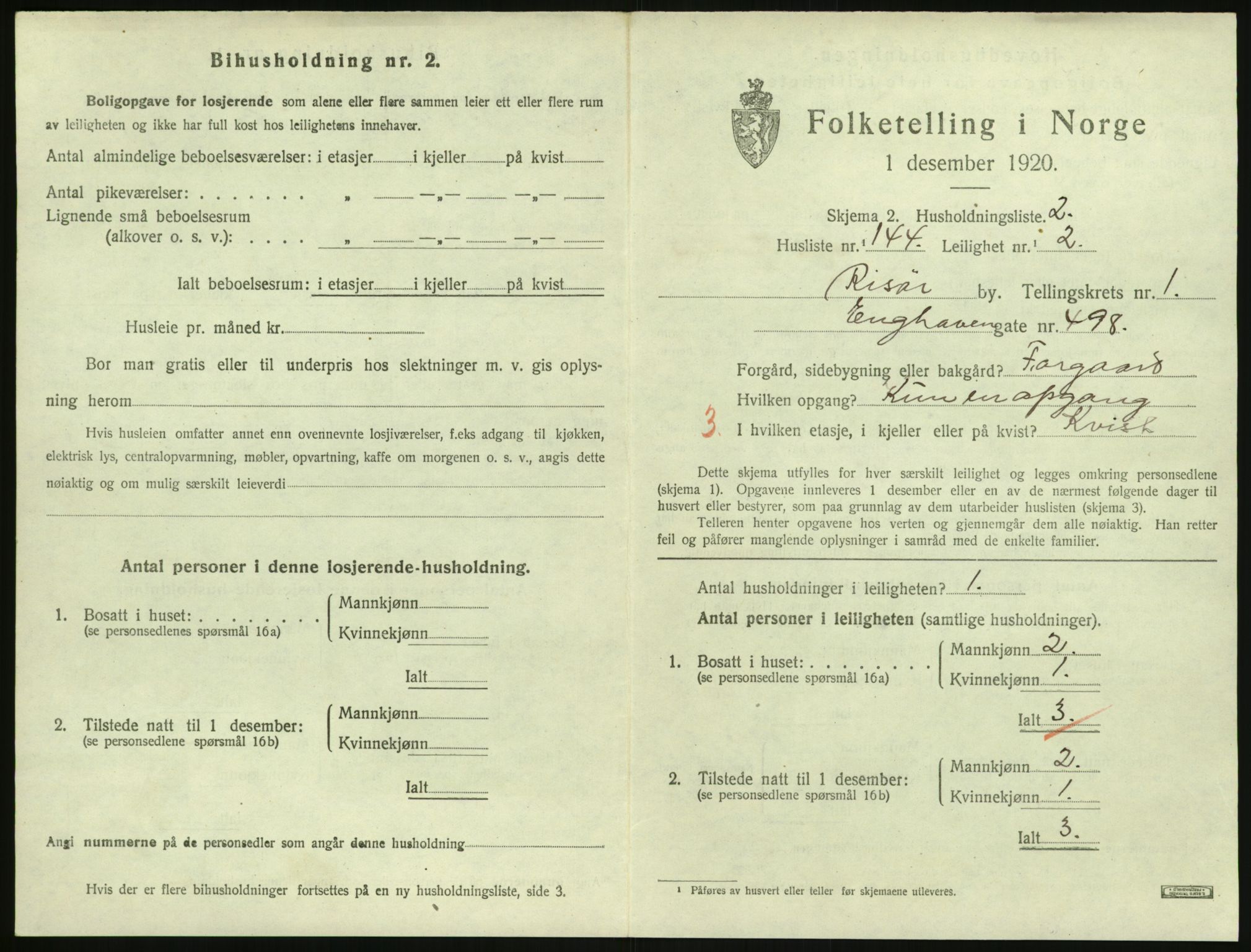 SAK, 1920 census for Risør, 1920, p. 1699