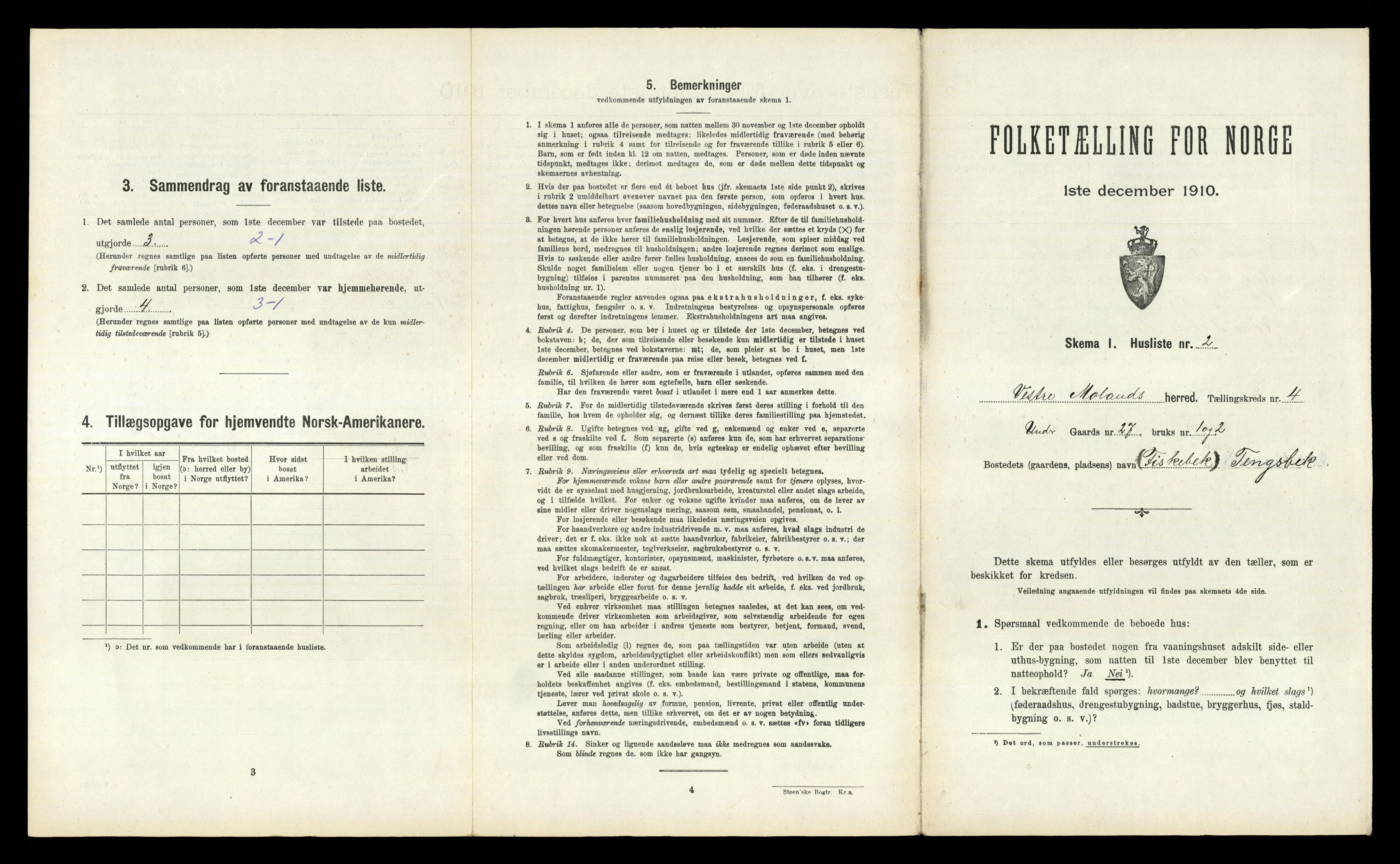 RA, 1910 census for Vestre Moland, 1910, p. 590