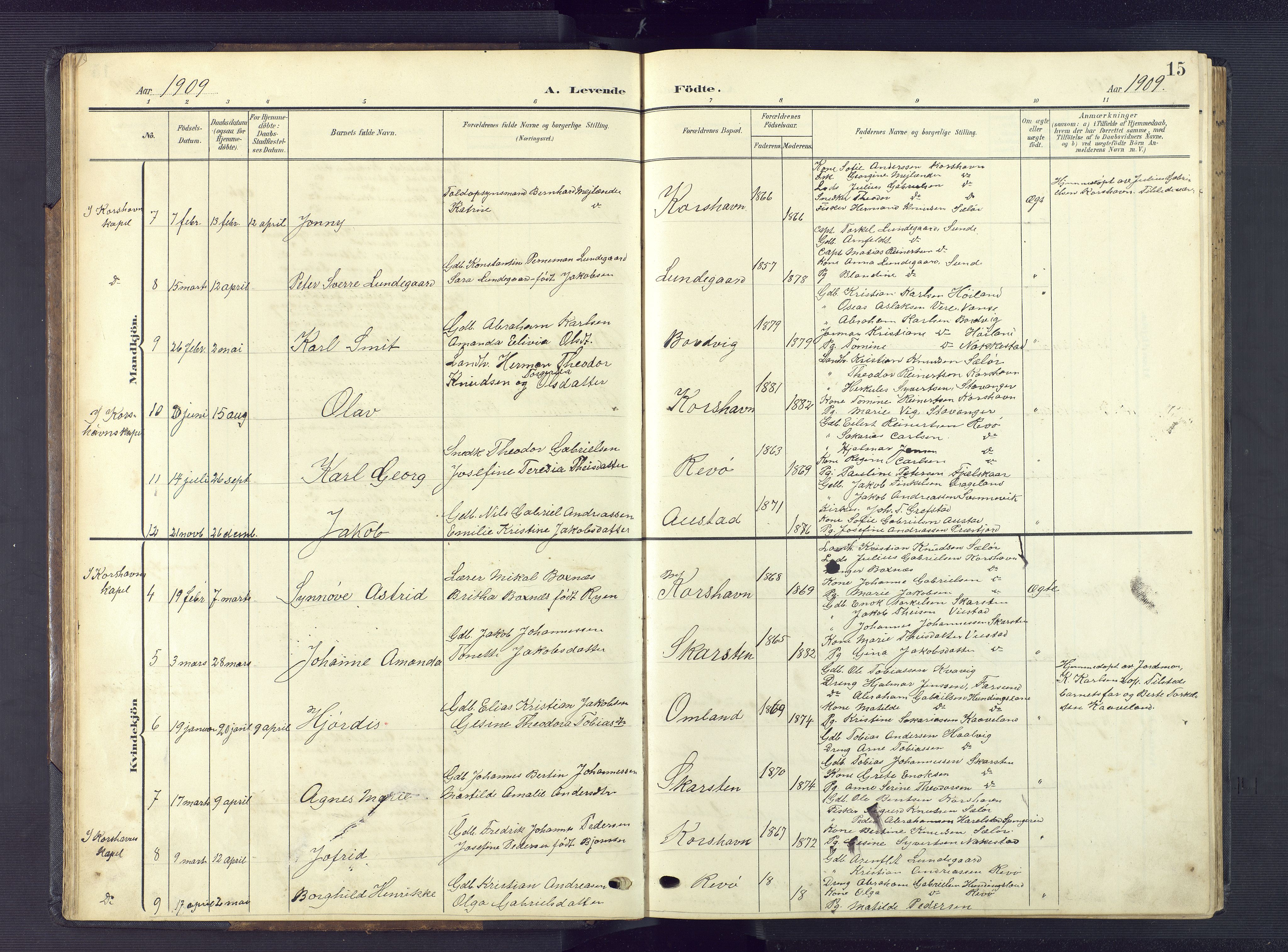 Lyngdal sokneprestkontor, AV/SAK-1111-0029/F/Fb/Fba/L0004: Parish register (copy) no. B 4, 1904-1950, p. 15