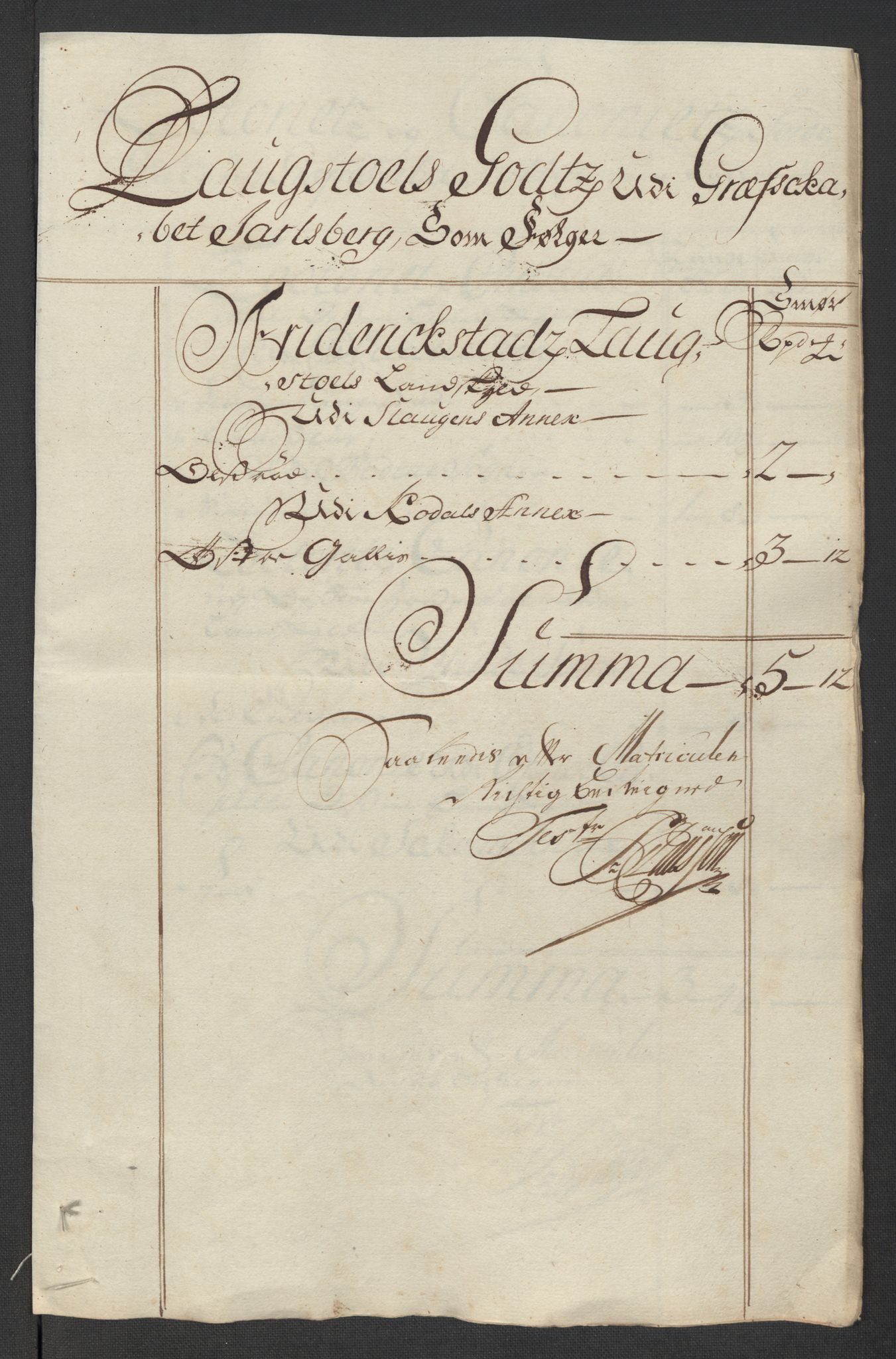 Rentekammeret inntil 1814, Reviderte regnskaper, Fogderegnskap, AV/RA-EA-4092/R32/L1878: Fogderegnskap Jarlsberg grevskap, 1713, p. 267