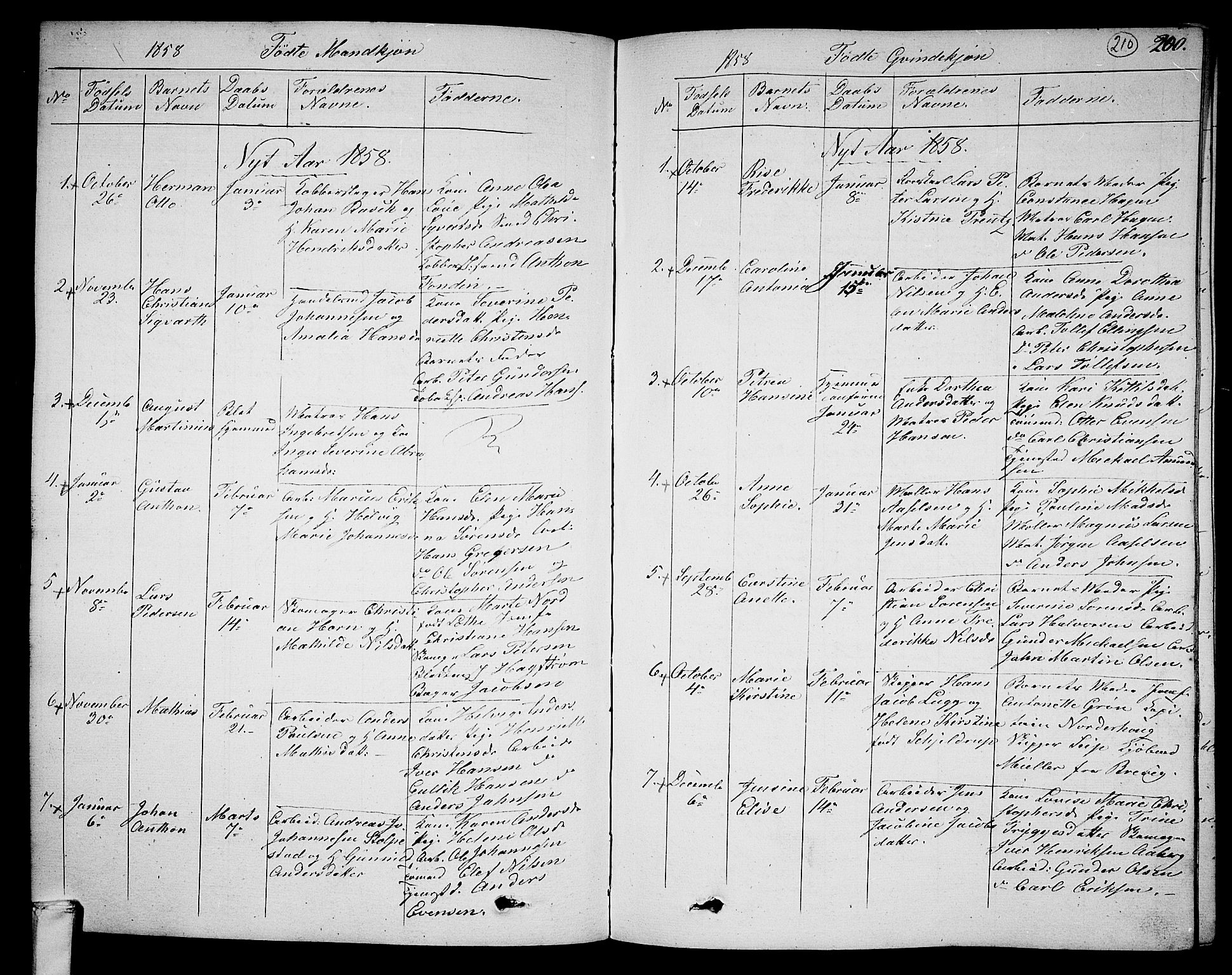 Larvik kirkebøker, SAKO/A-352/G/Ga/L0003a: Parish register (copy) no. I 3A, 1830-1870, p. 210
