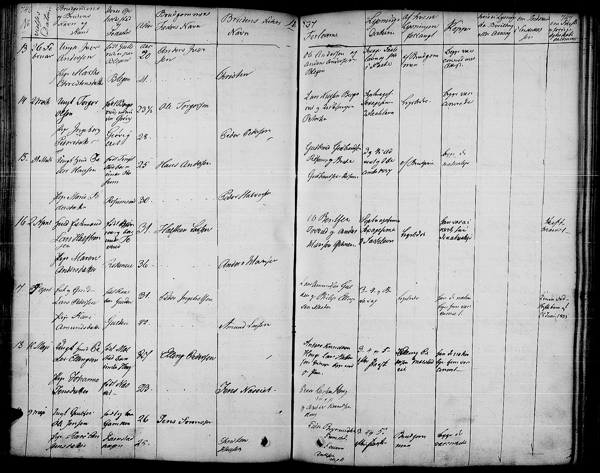 Gran prestekontor, AV/SAH-PREST-112/H/Ha/Haa/L0010: Parish register (official) no. 10, 1824-1842, p. 746-747