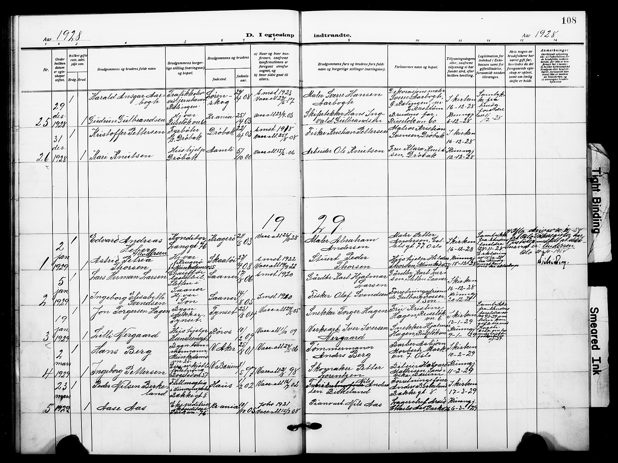 Johannes prestekontor Kirkebøker, AV/SAO-A-10852/F/Fa/L0013: Parish register (official) no. 13, 1919-1930, p. 108