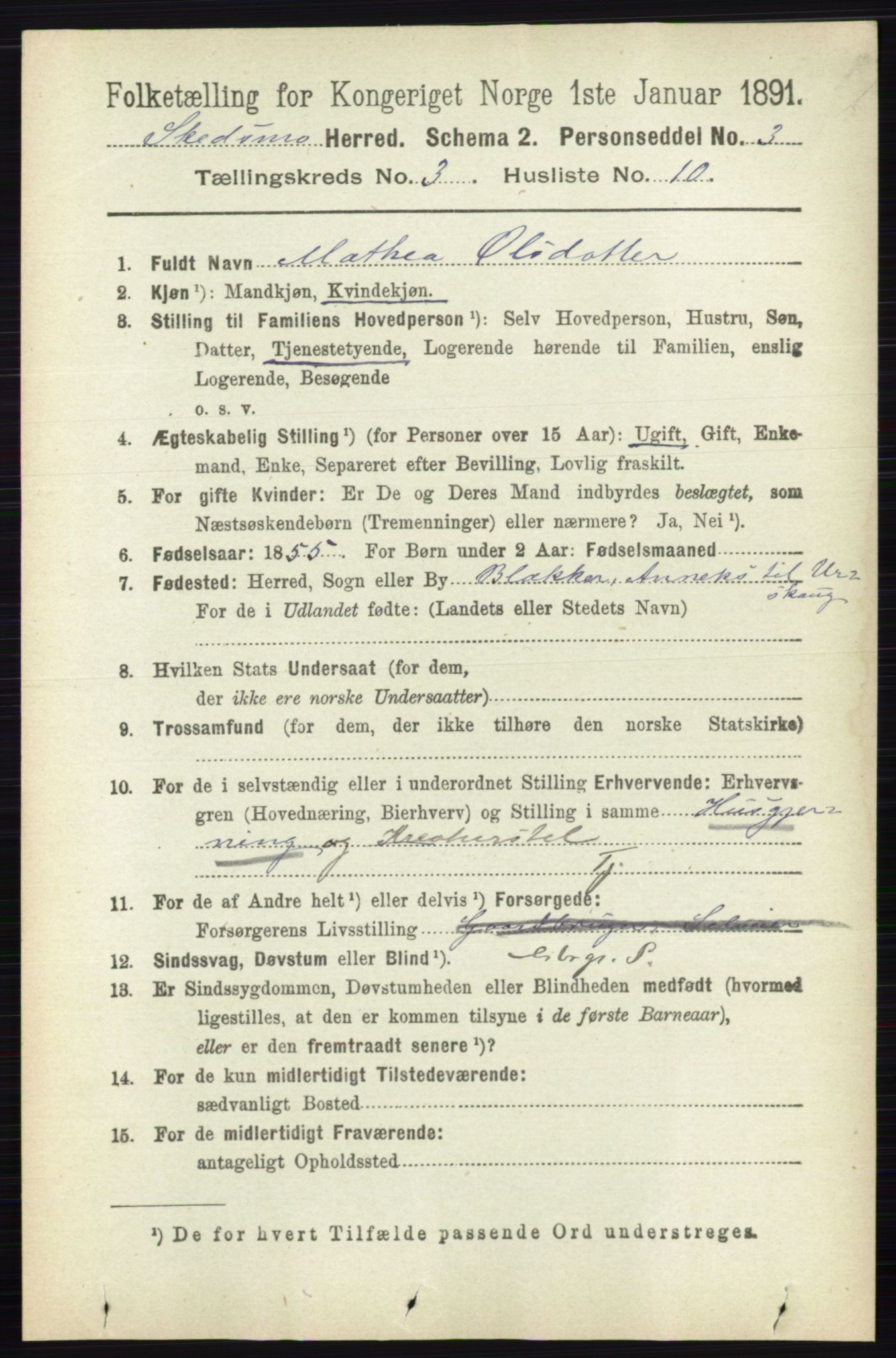 RA, 1891 census for 0231 Skedsmo, 1891, p. 1355