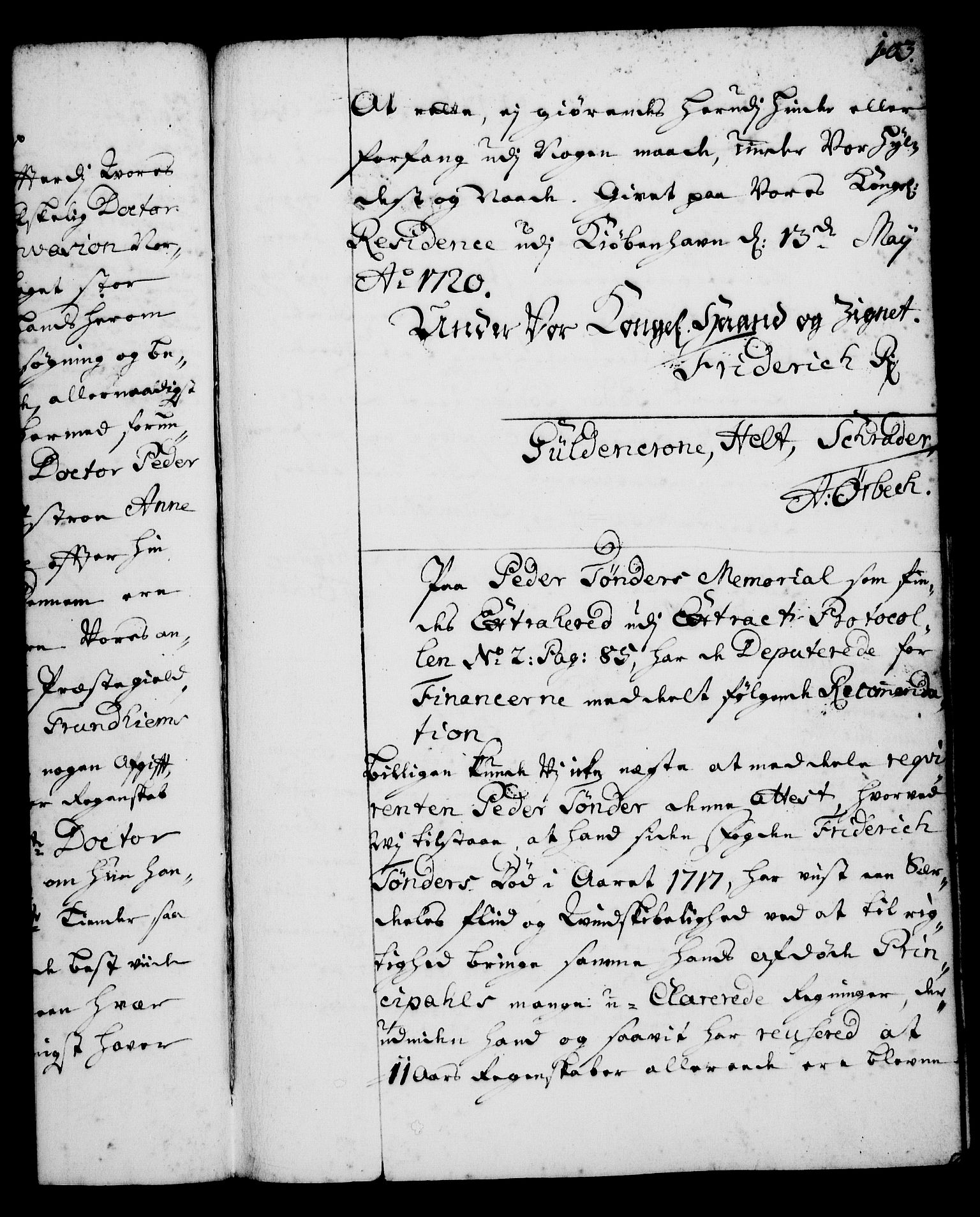 Rentekammeret, Kammerkanselliet, RA/EA-3111/G/Gg/Gga/L0001: Norsk ekspedisjonsprotokoll med register (merket RK 53.1), 1720-1723, p. 103