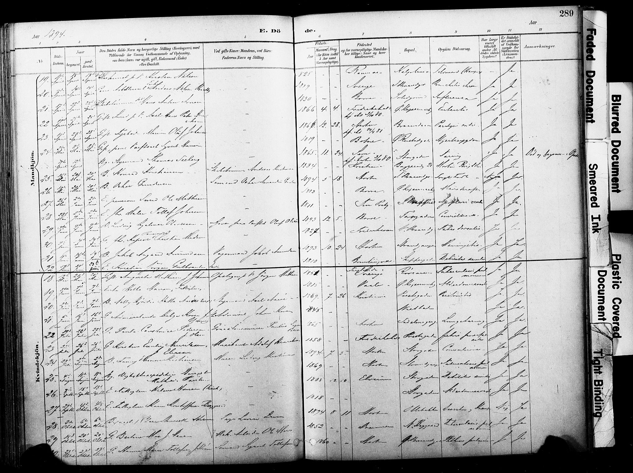 Horten kirkebøker, SAKO/A-348/F/Fa/L0004: Parish register (official) no. 4, 1888-1895, p. 289