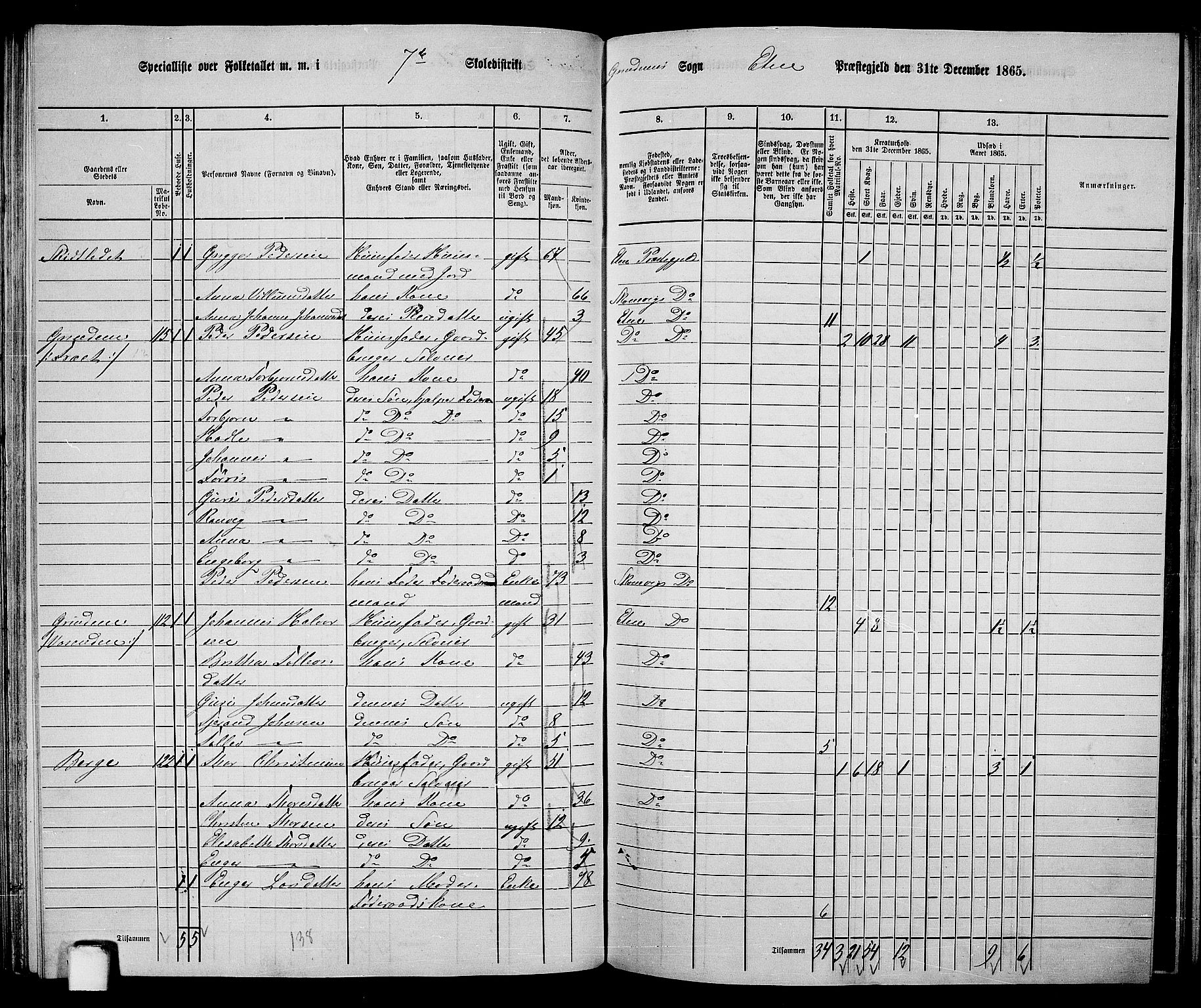 RA, 1865 census for Etne, 1865, p. 90