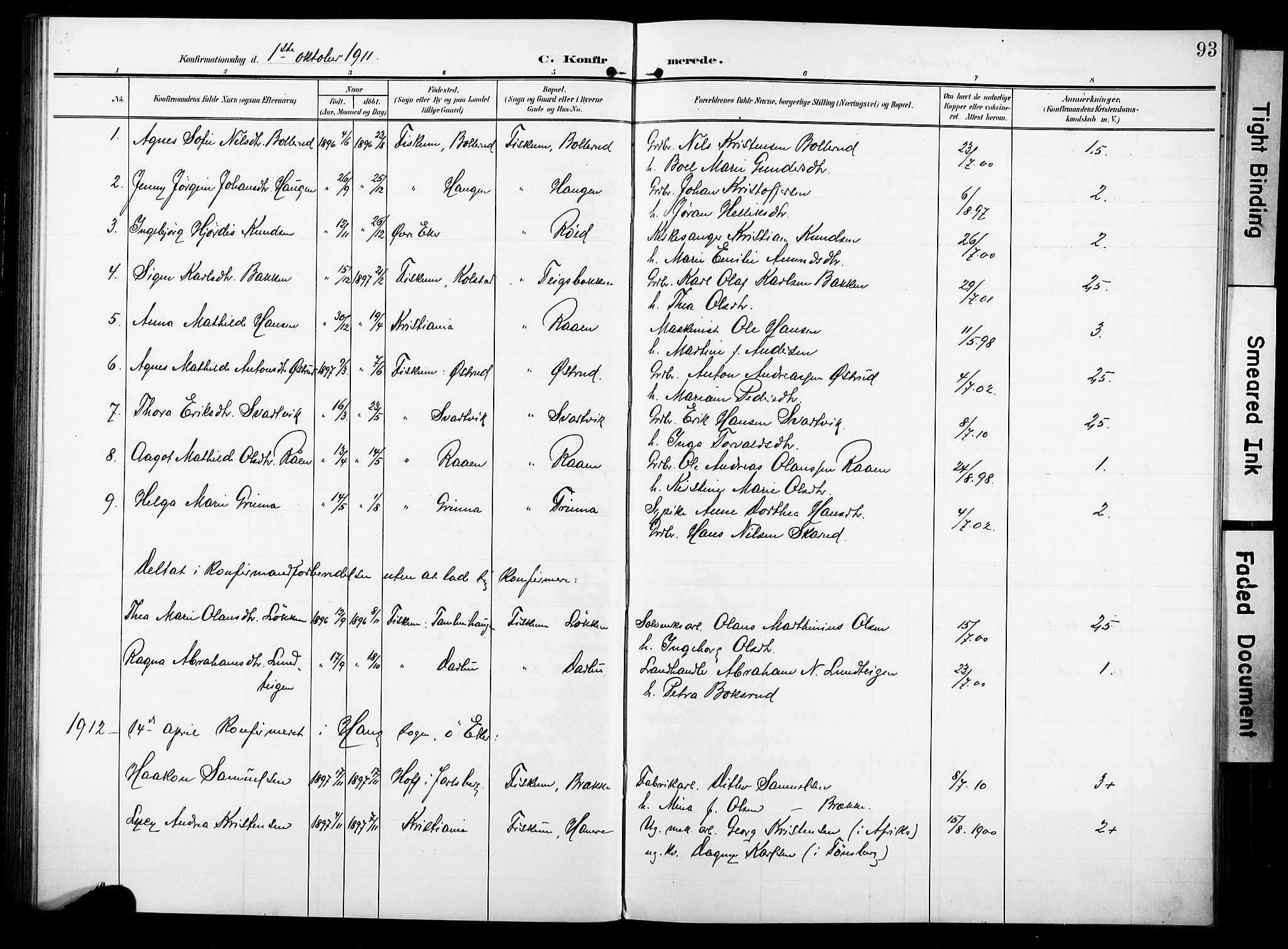 Fiskum kirkebøker, AV/SAKO-A-15/F/Fa/L0004: Parish register (official) no. 4, 1906-1924, p. 93