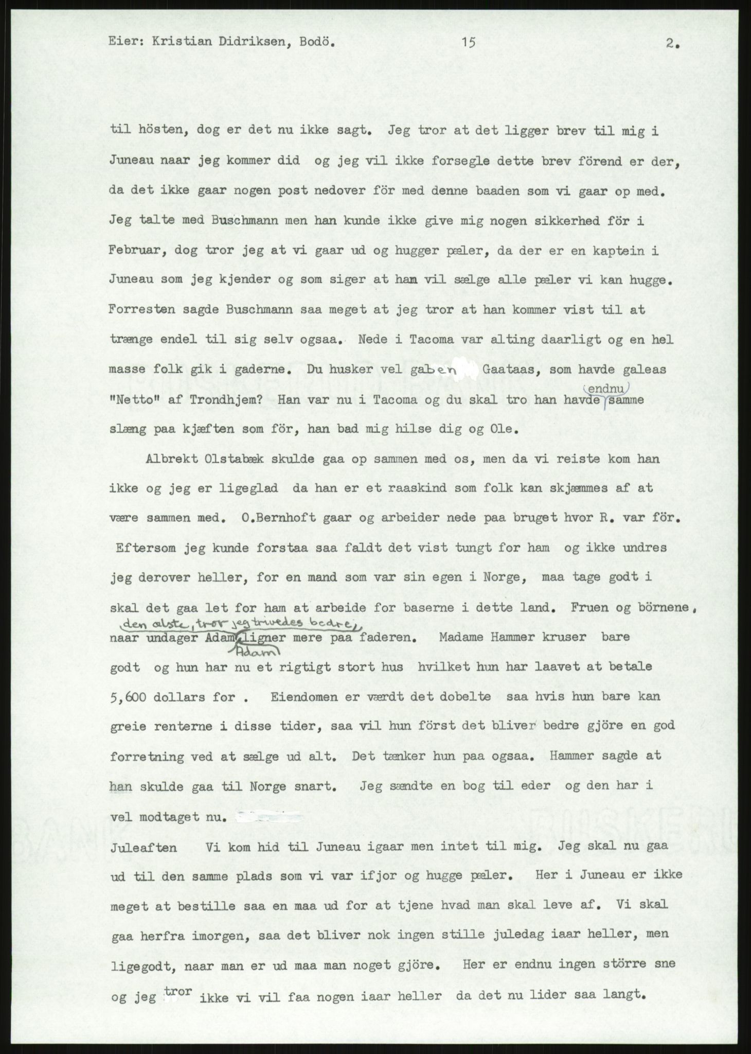 Samlinger til kildeutgivelse, Amerikabrevene, RA/EA-4057/F/L0035: Innlån fra Nordland, 1838-1914, p. 105