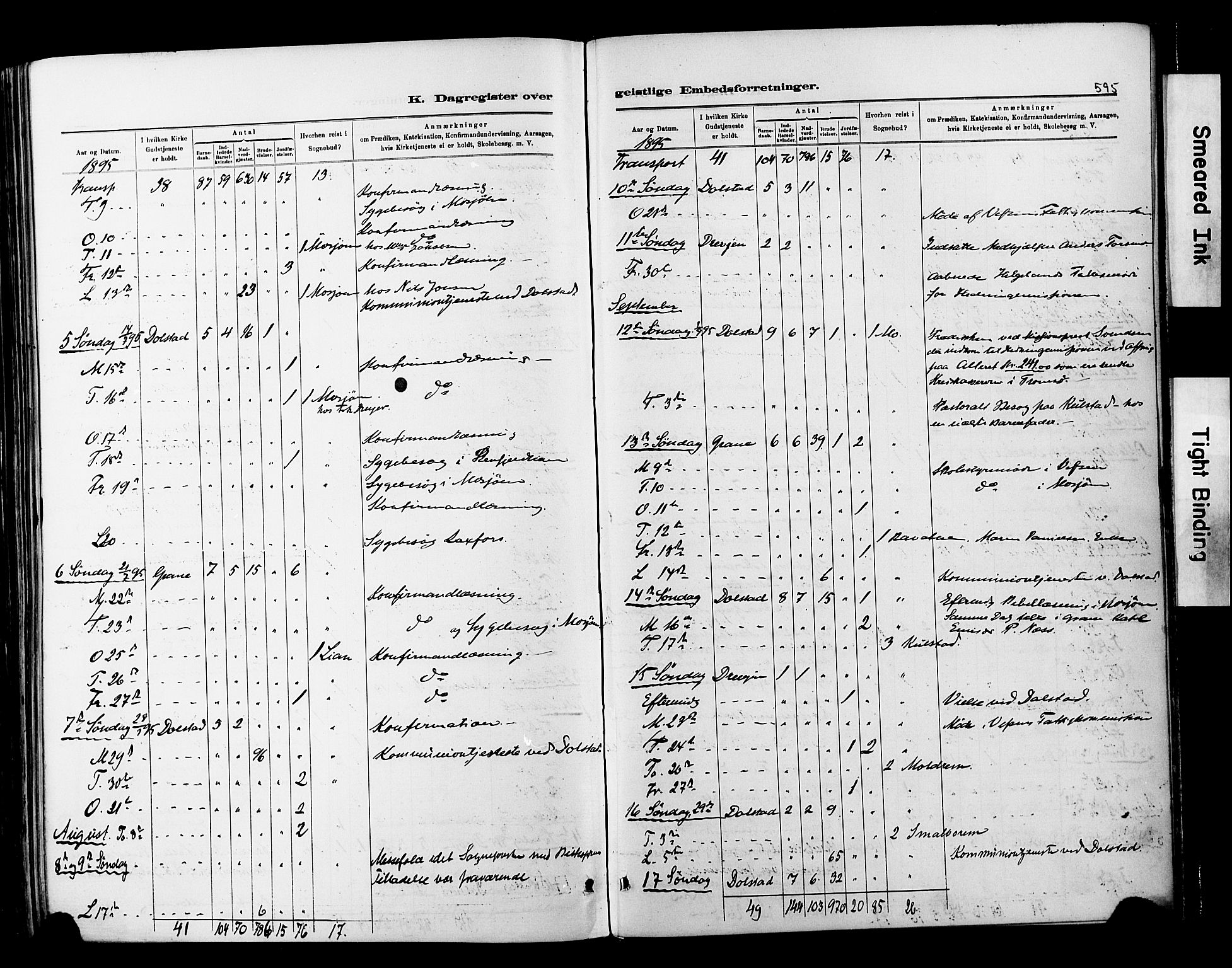 Ministerialprotokoller, klokkerbøker og fødselsregistre - Nordland, AV/SAT-A-1459/820/L0295: Parish register (official) no. 820A16, 1880-1896, p. 595