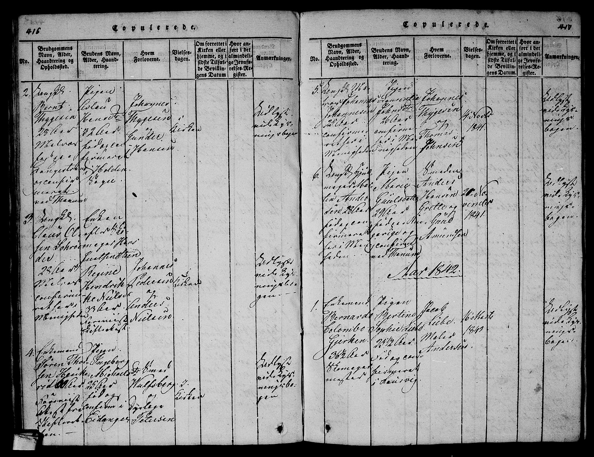 Larvik kirkebøker, AV/SAKO-A-352/G/Gb/L0001: Parish register (copy) no. II 1, 1818-1843, p. 416-417