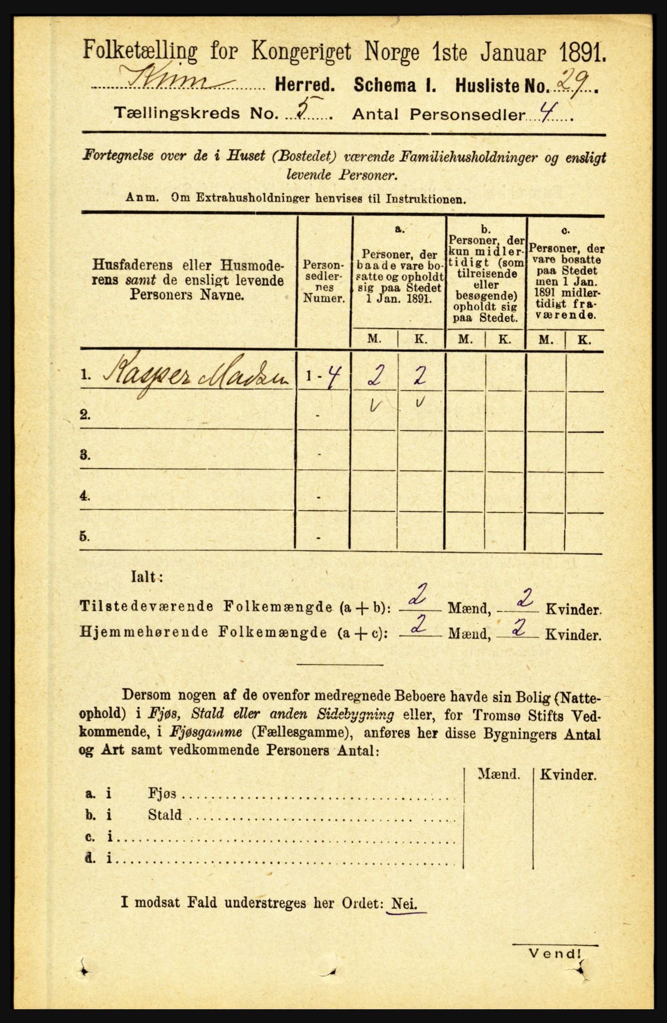 RA, 1891 census for 1437 Kinn, 1891, p. 1768