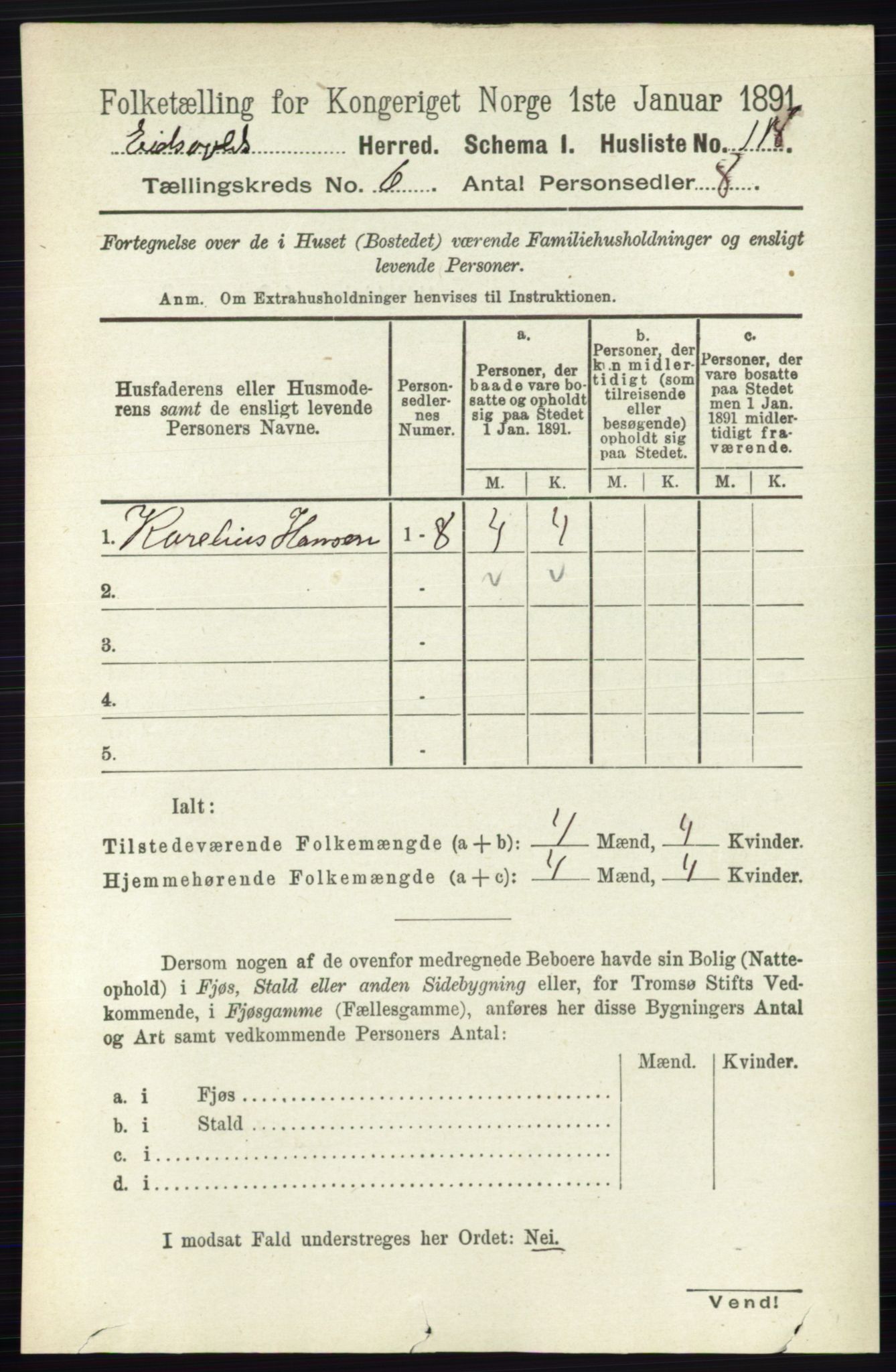 RA, 1891 census for 0237 Eidsvoll, 1891, p. 3777