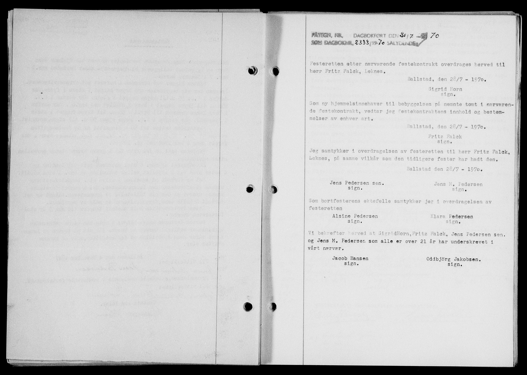 Lofoten sorenskriveri, SAT/A-0017/1/2/2C/L0018a: Mortgage book no. 18a, 1948-1948, Diary no: : 2333/1948