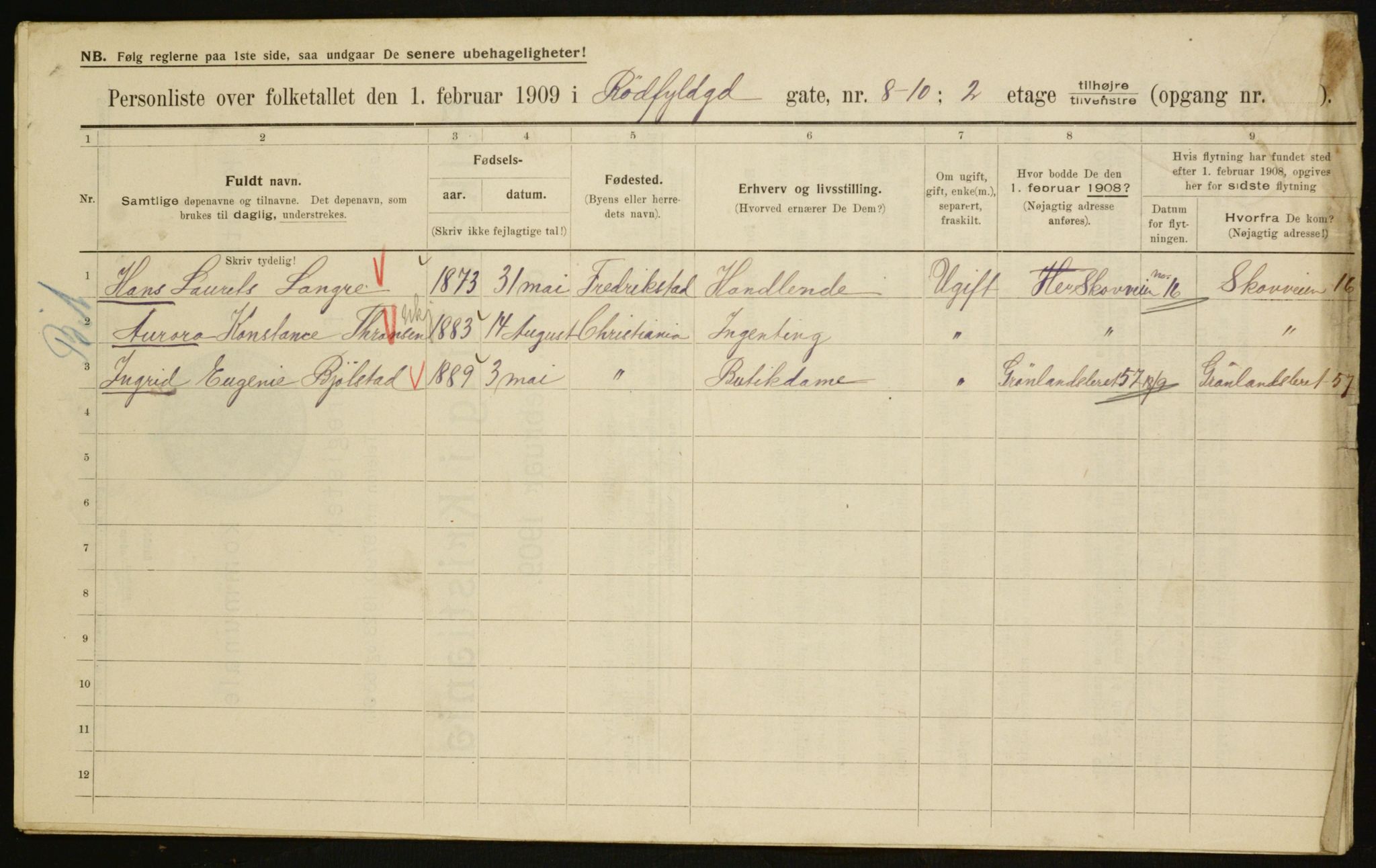 OBA, Municipal Census 1909 for Kristiania, 1909, p. 77982