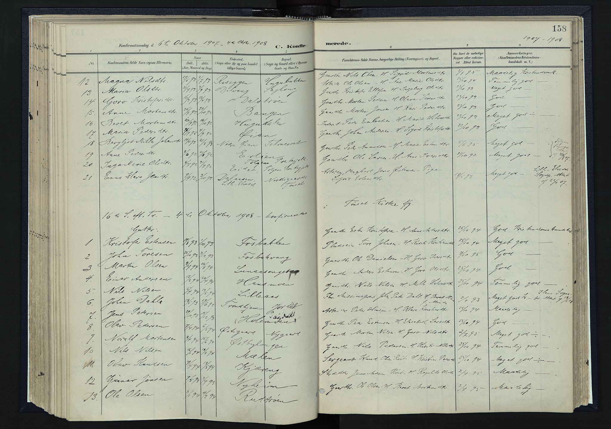 Tynset prestekontor, AV/SAH-PREST-058/H/Ha/Haa/L0025: Parish register (official) no. 25, 1900-1914, p. 158