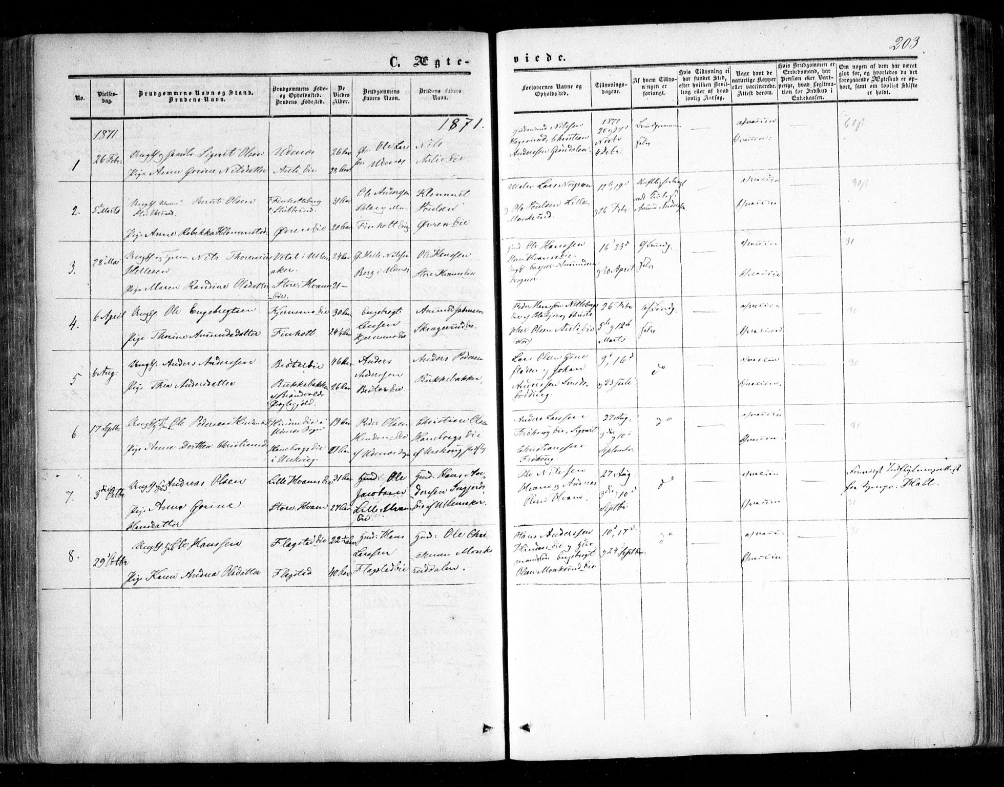Nes prestekontor Kirkebøker, SAO/A-10410/F/Fc/L0001: Parish register (official) no. III 1, 1859-1882, p. 203