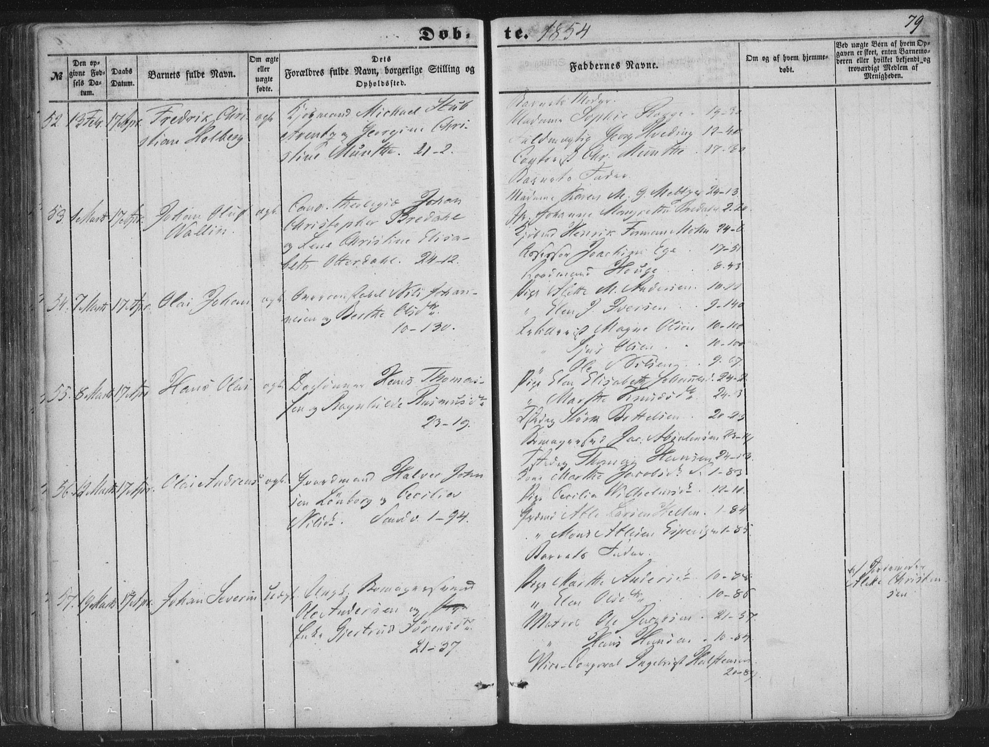 Korskirken sokneprestembete, SAB/A-76101/H/Haa/L0017: Parish register (official) no. B 3, 1851-1857, p. 79