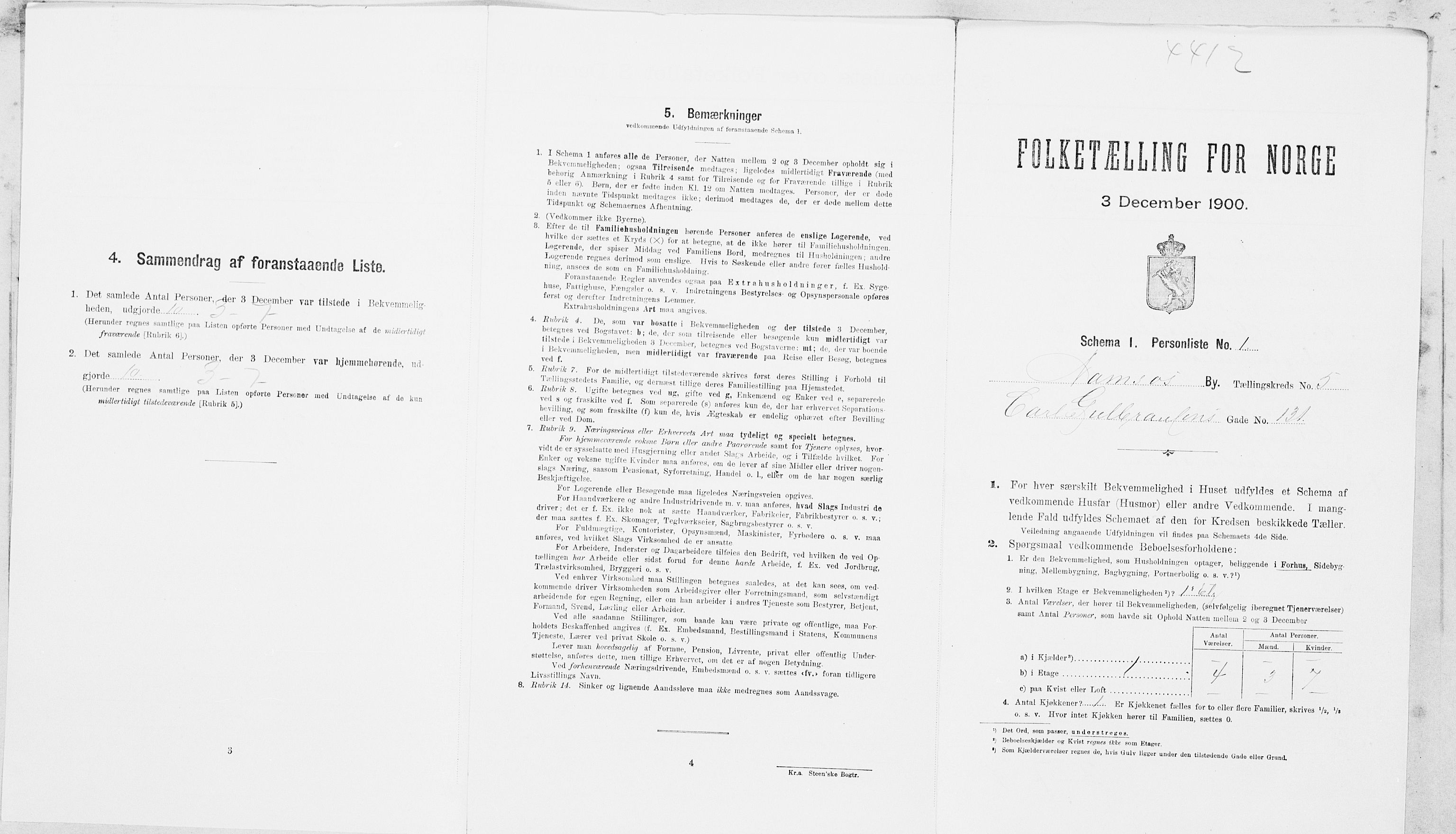 SAT, 1900 census for Namsos, 1900, p. 109