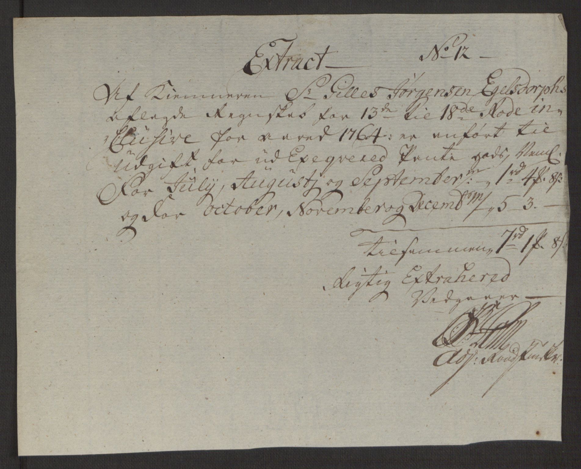 Rentekammeret inntil 1814, Reviderte regnskaper, Byregnskaper, RA/EA-4066/R/Rp/L0368/0001: [P21] Kontribusjonsregnskap / Ekstraskatt, 1764, p. 152