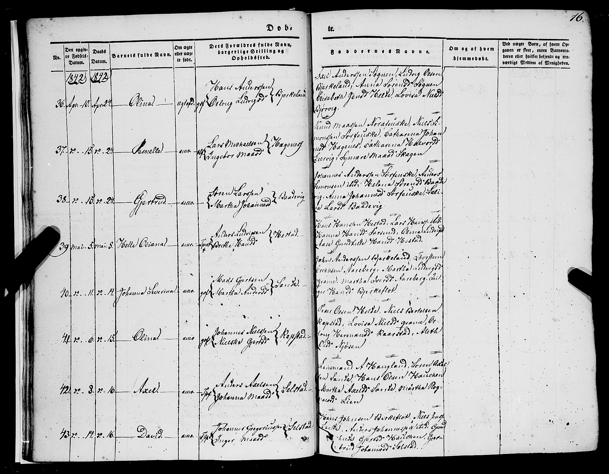 Gaular sokneprestembete, SAB/A-80001/H/Haa: Parish register (official) no. A 4I, 1840-1859, p. 16