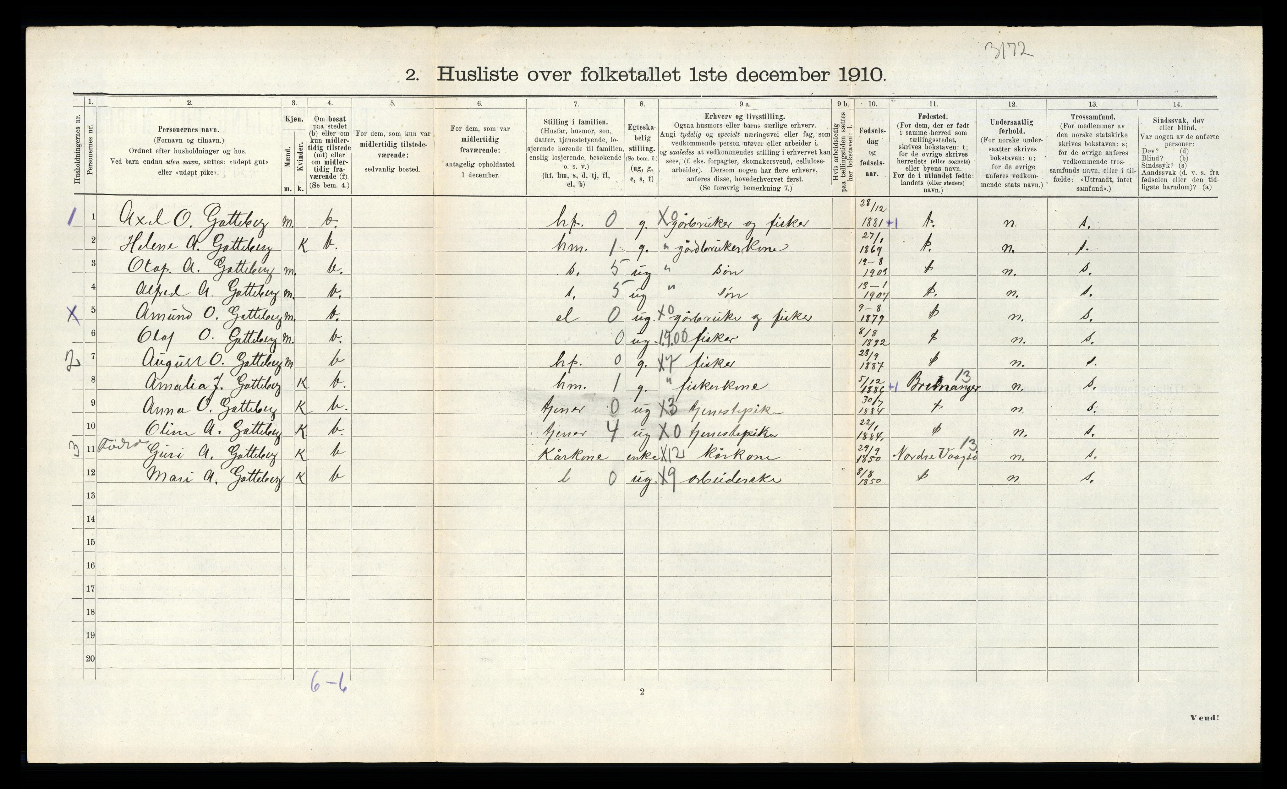 RA, 1910 census for Sør-Vågsøy, 1910, p. 303