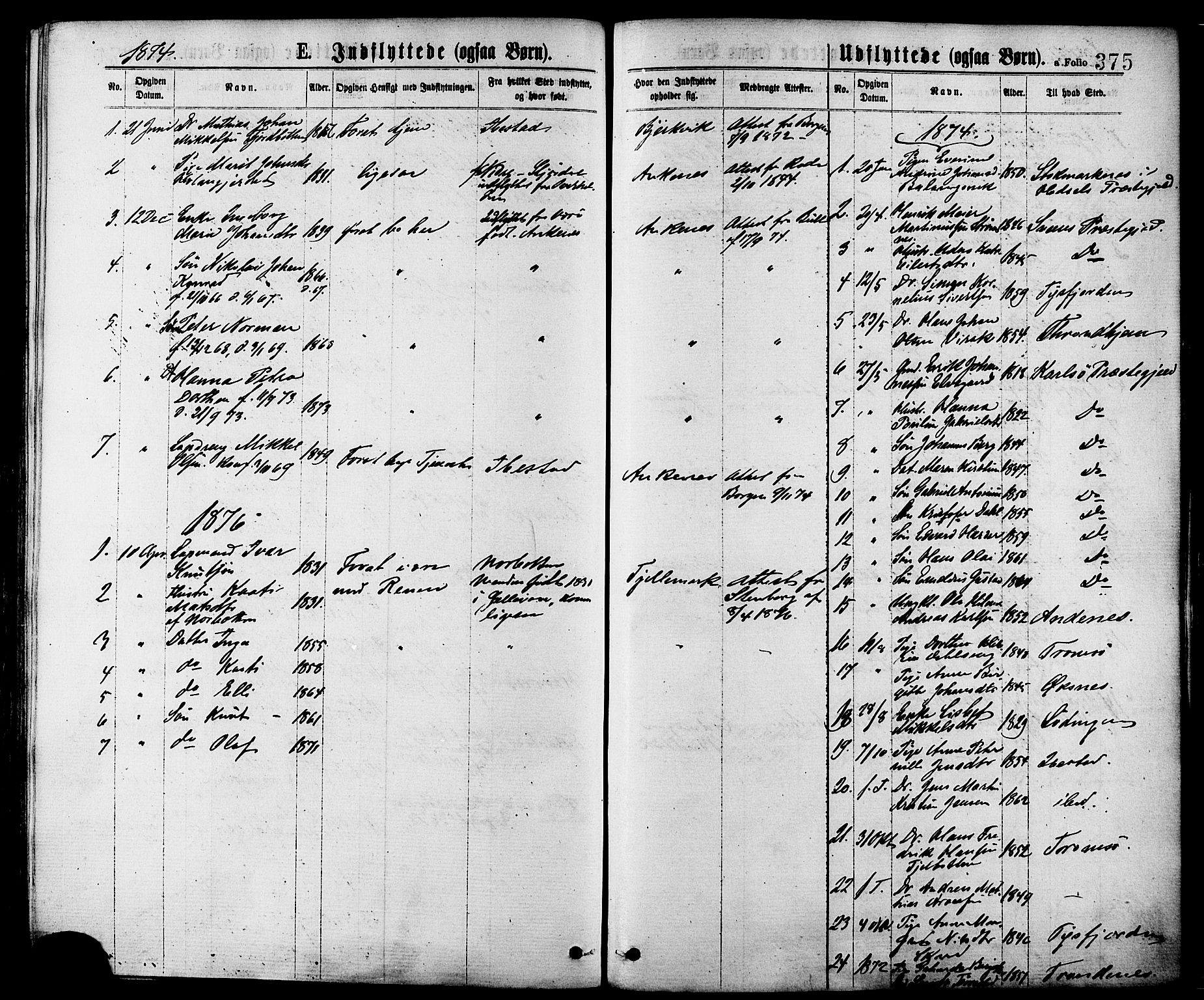 Ministerialprotokoller, klokkerbøker og fødselsregistre - Nordland, SAT/A-1459/863/L0897: Parish register (official) no. 863A09, 1872-1886, p. 375