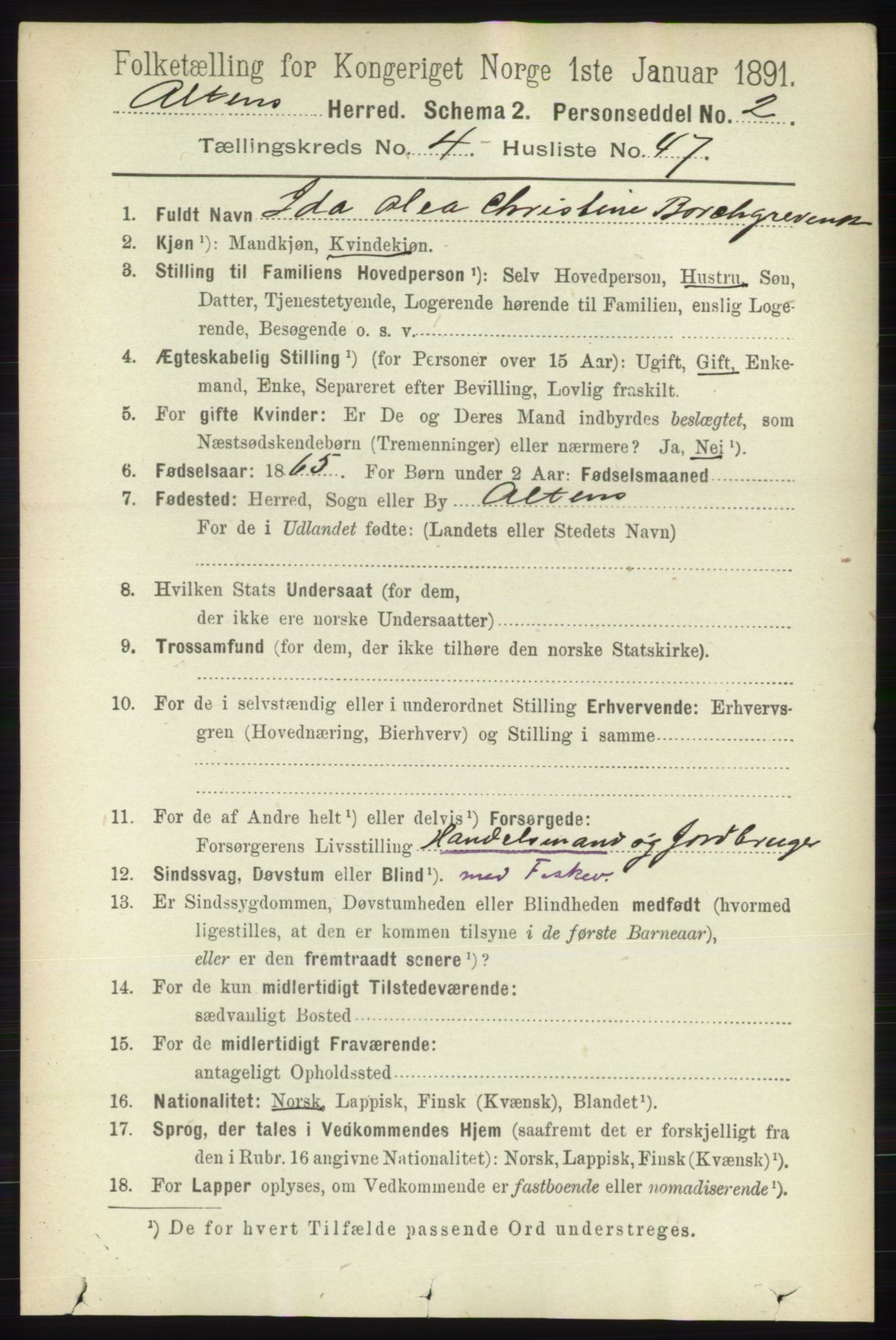 RA, 1891 census for 2012 Alta, 1891, p. 1596