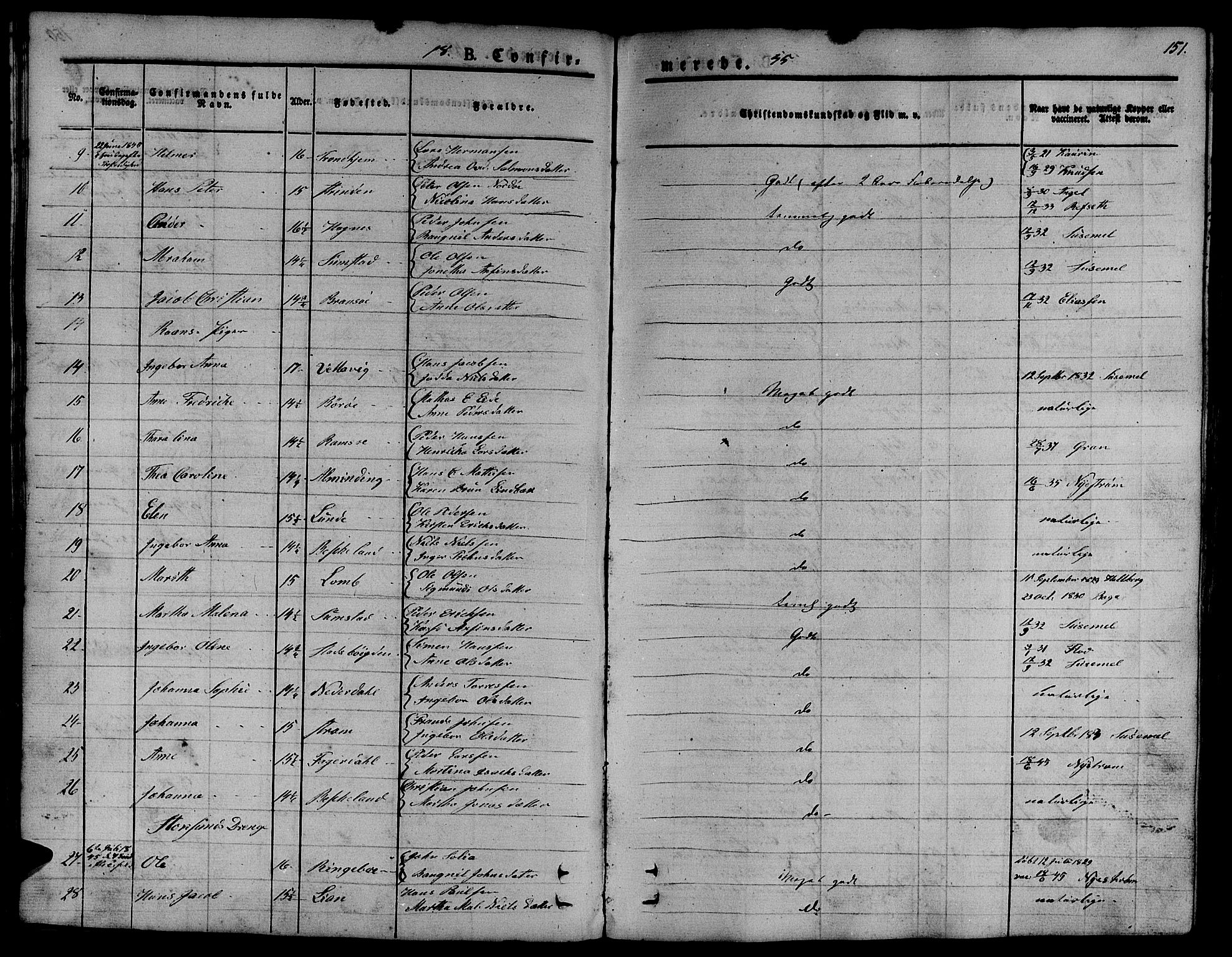 Ministerialprotokoller, klokkerbøker og fødselsregistre - Sør-Trøndelag, SAT/A-1456/657/L0703: Parish register (official) no. 657A04, 1831-1846, p. 151