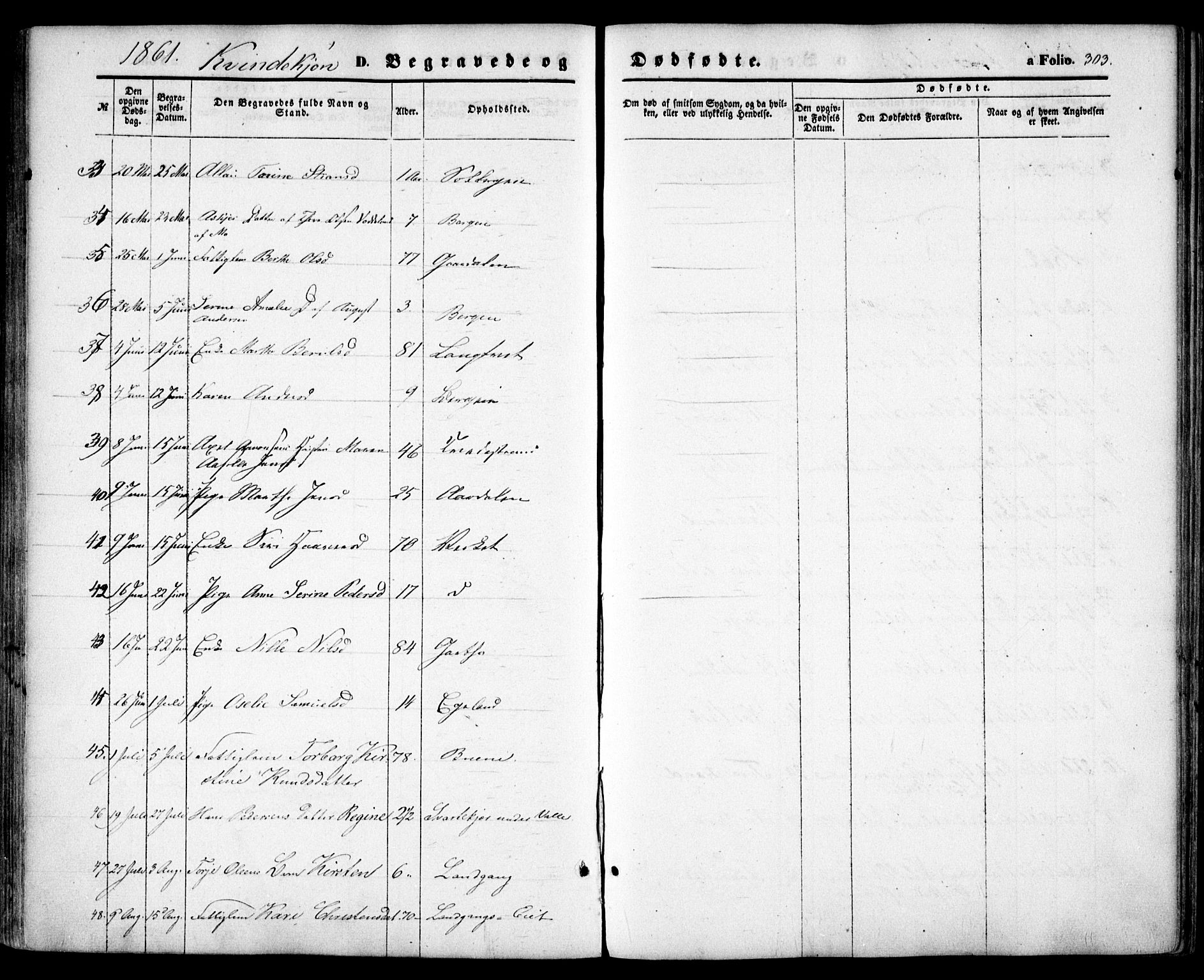 Holt sokneprestkontor, AV/SAK-1111-0021/F/Fa/L0009: Parish register (official) no. A 9, 1861-1871, p. 303