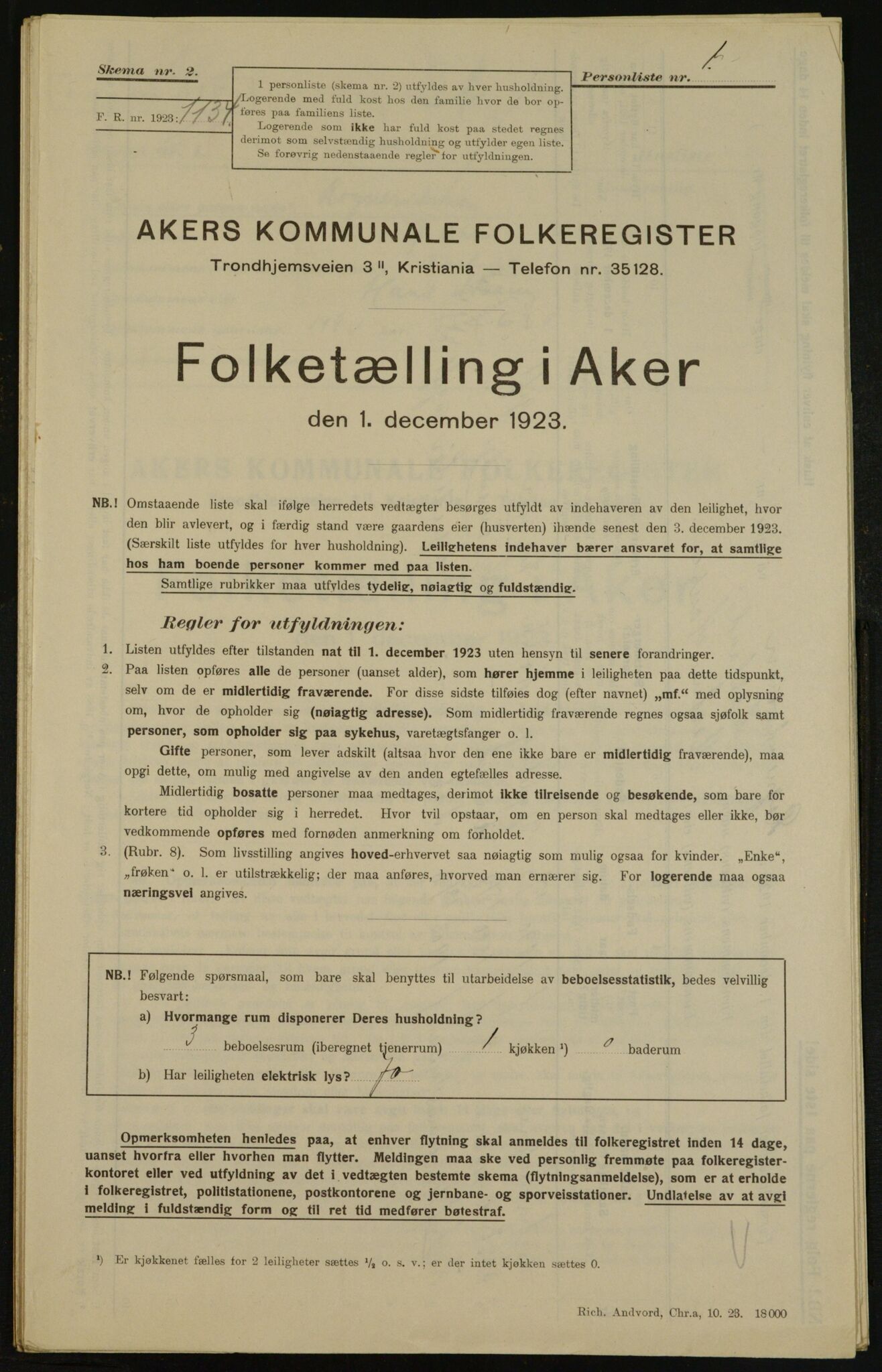 , Municipal Census 1923 for Aker, 1923, p. 29688