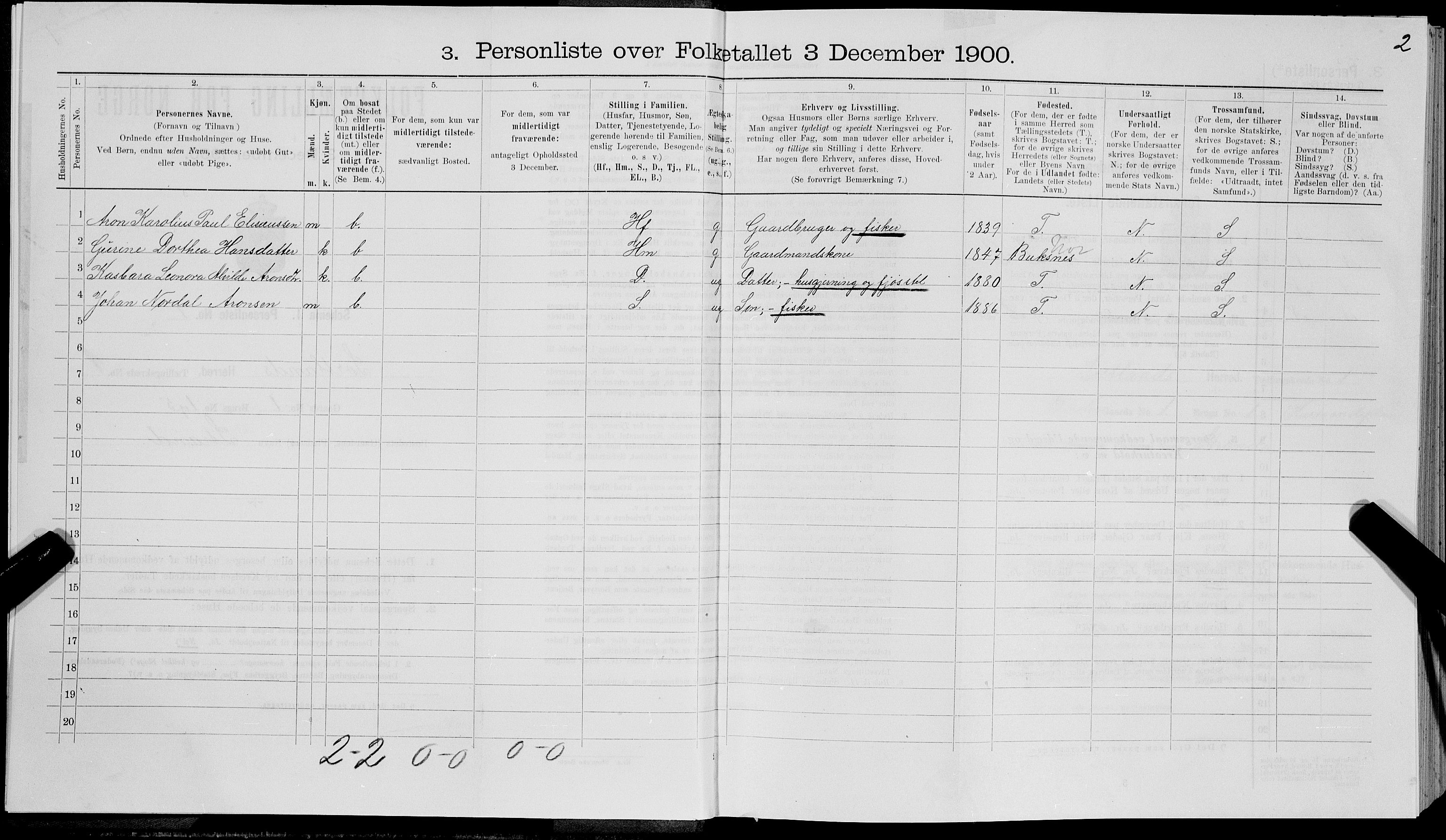 SAT, 1900 census for Sortland, 1900, p. 19