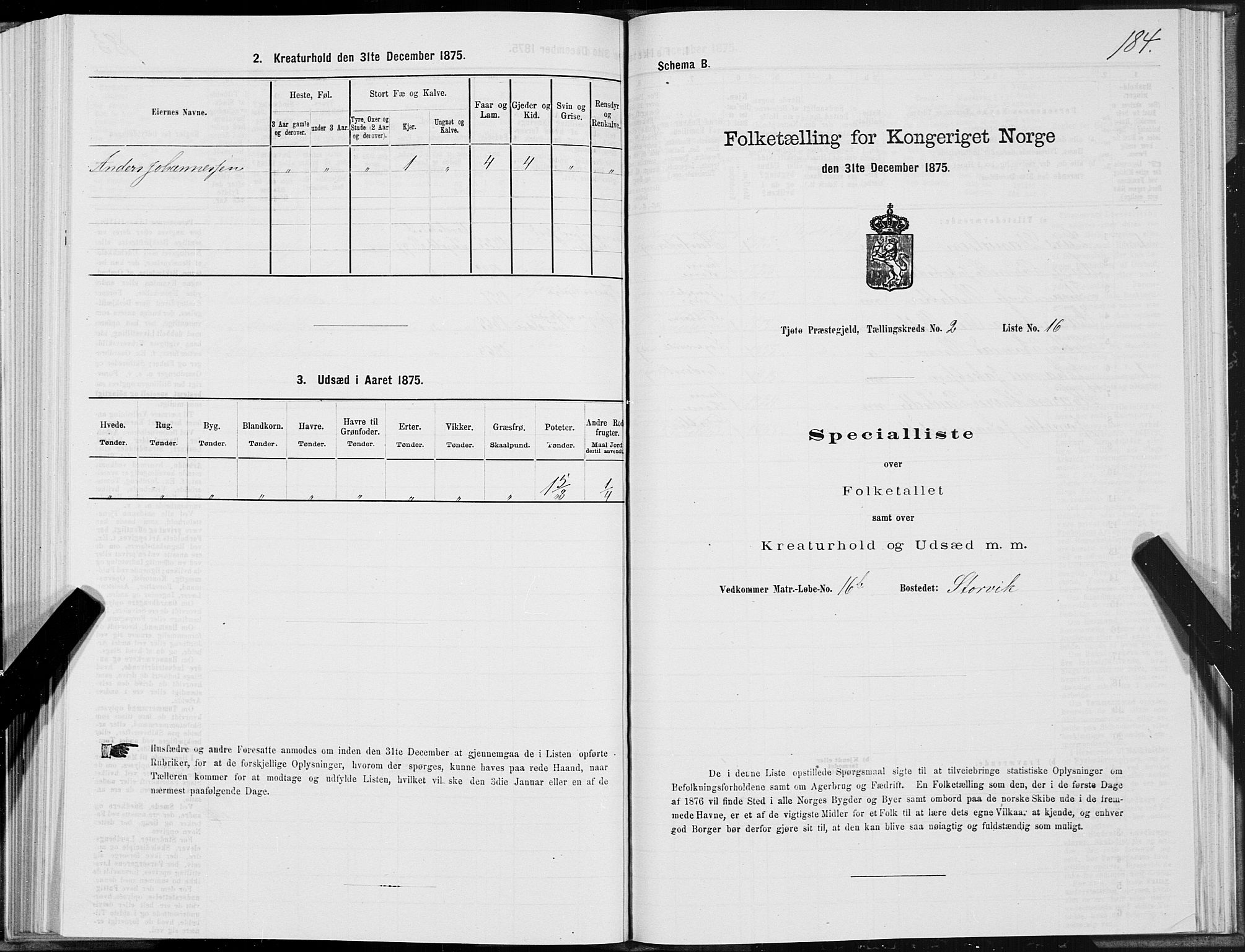 SAT, 1875 census for 1817P Tjøtta, 1875, p. 1184