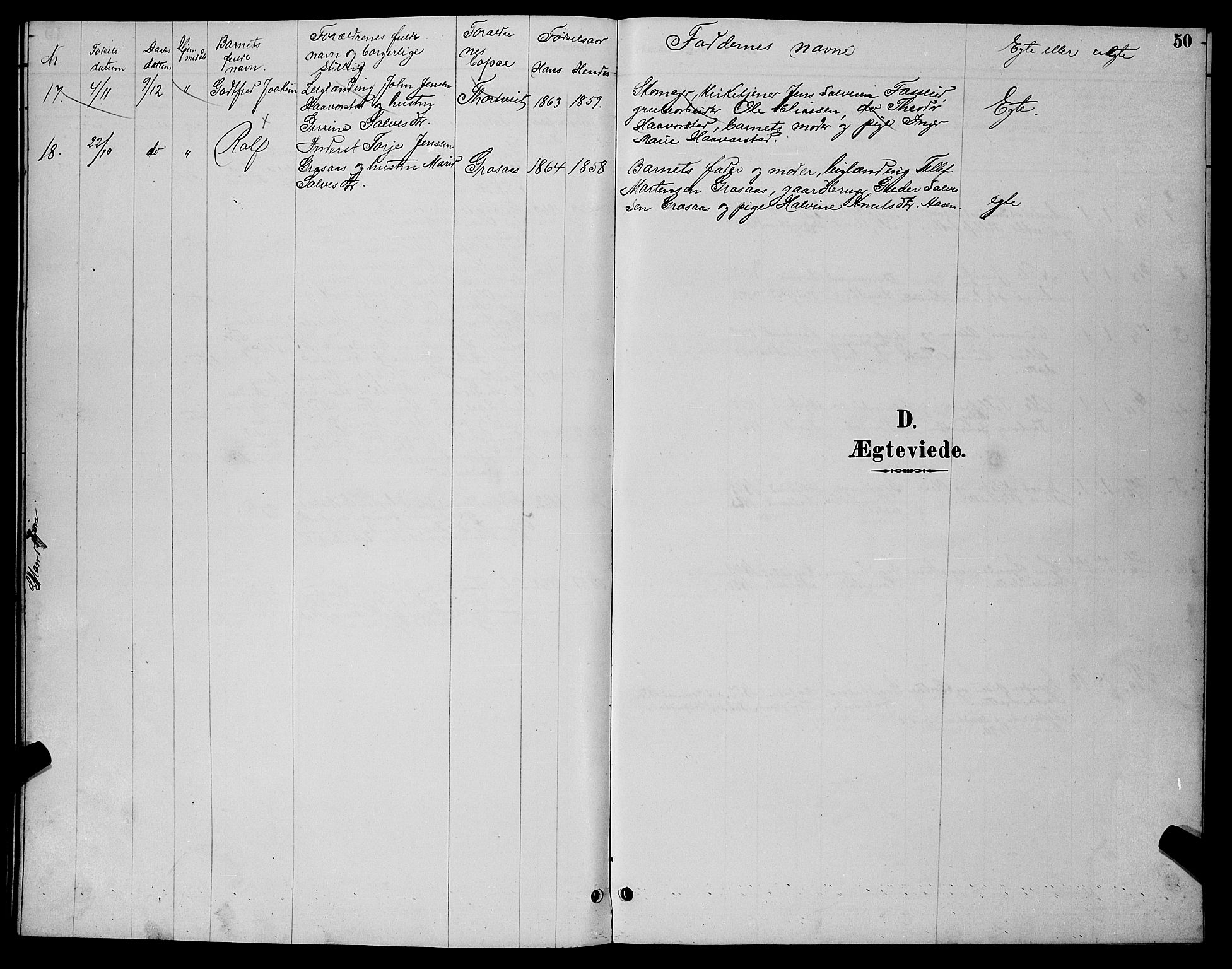 Evje sokneprestkontor, SAK/1111-0008/F/Fb/Fbc/L0004: Parish register (copy) no. B 4, 1890-1900, p. 50