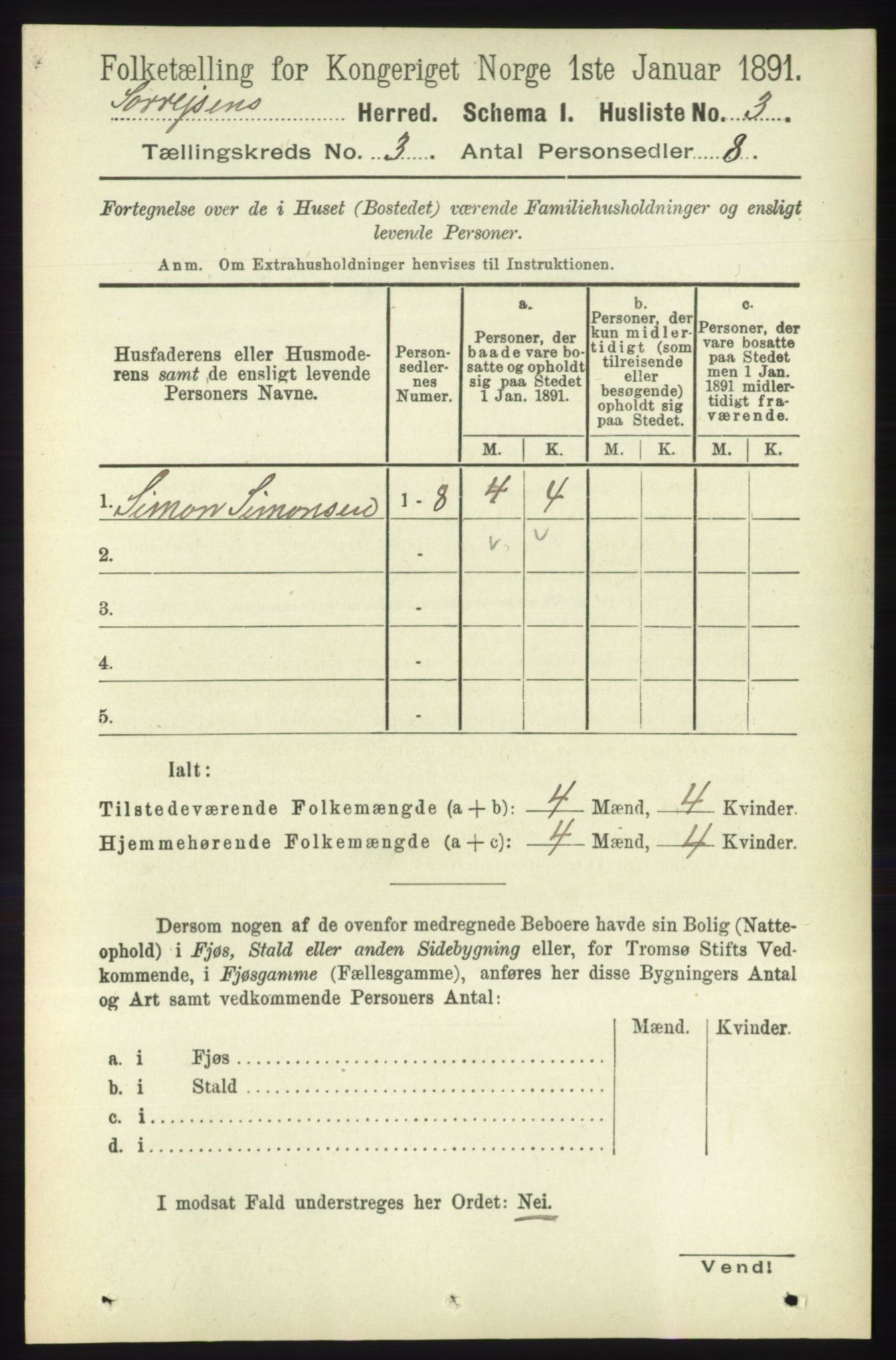 RA, 1891 census for 1925 Sørreisa, 1891, p. 646