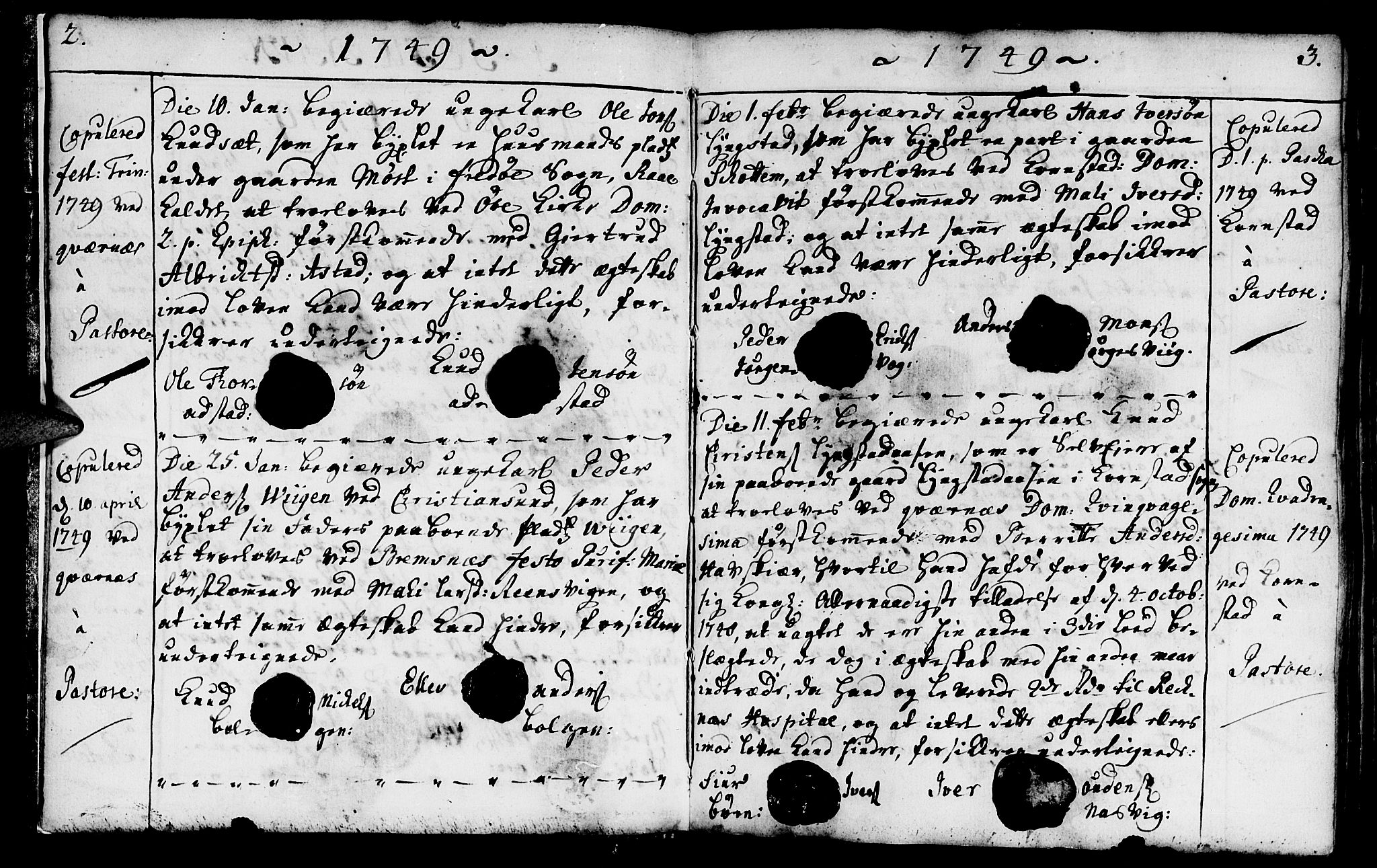 Ministerialprotokoller, klokkerbøker og fødselsregistre - Møre og Romsdal, SAT/A-1454/568/L0793: Parish register (official) no. 568A02, 1749-1768, p. 2-3