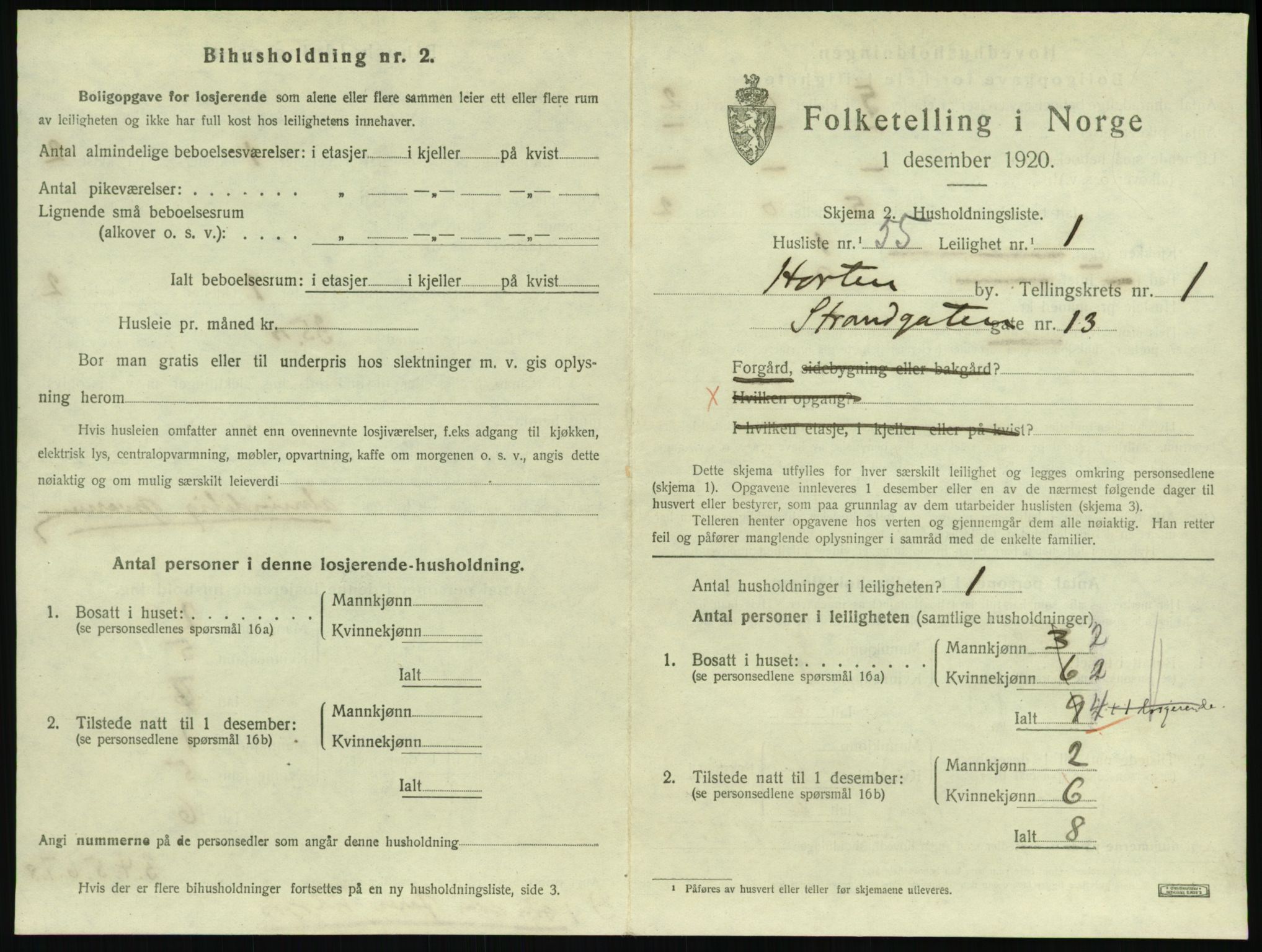 SAKO, 1920 census for Horten, 1920, p. 3145